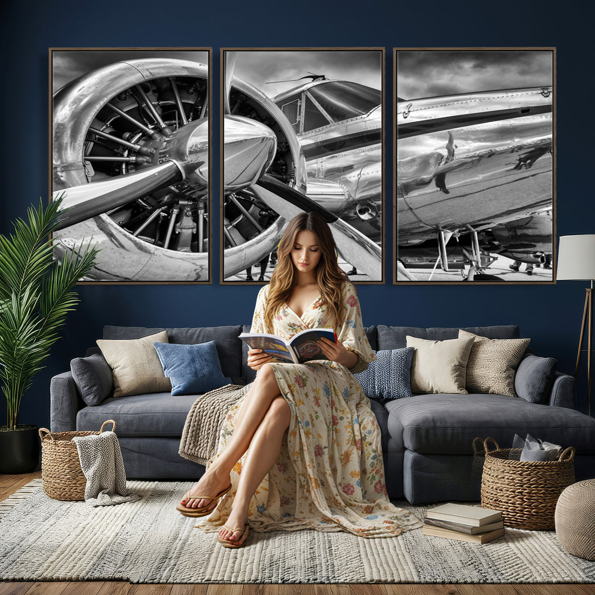 40672-MGV-CV-36X24 - Vintage Antique Airplane Wall Art Canvas Print