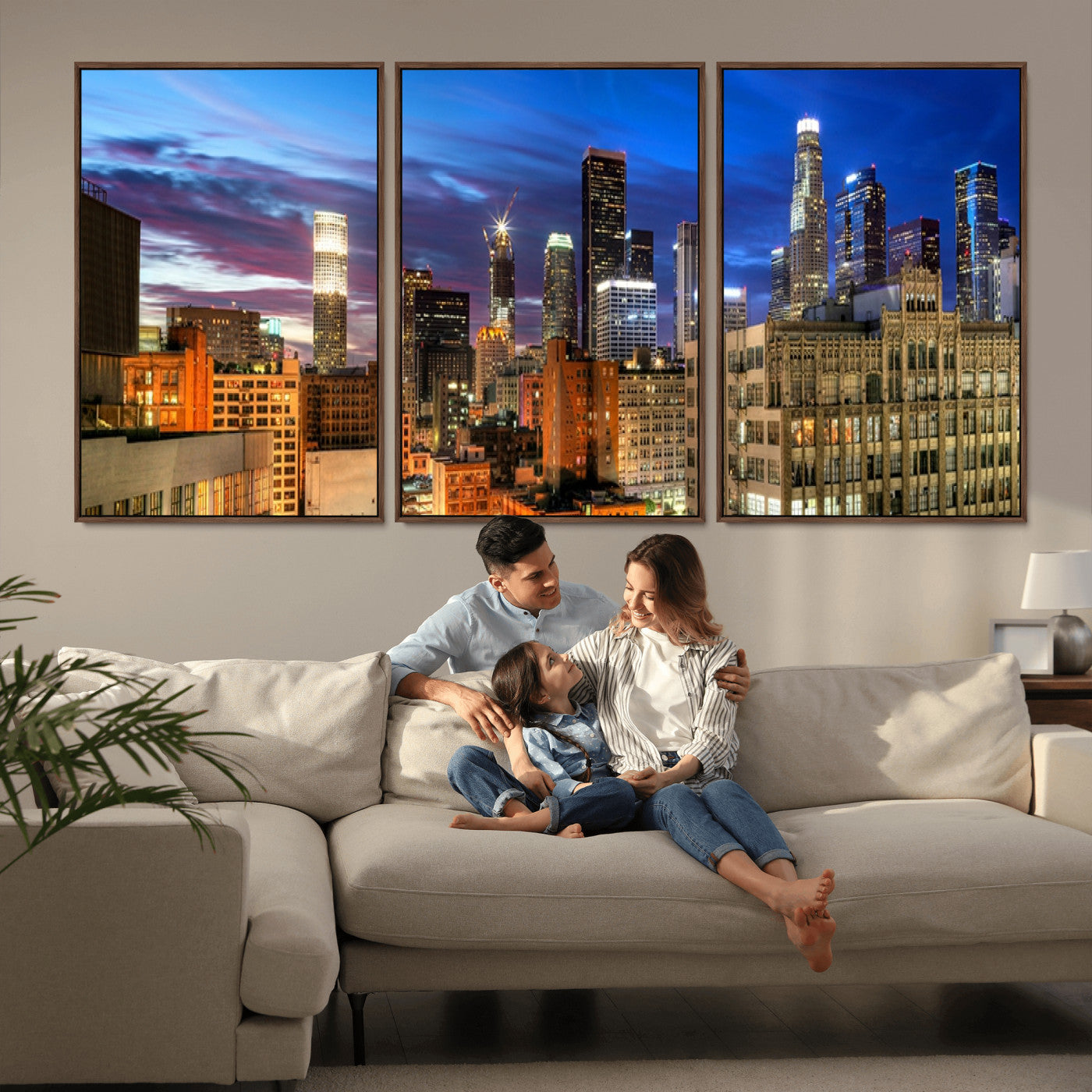 MGV-FC-60X30-3P - Los Angeles Night Wall Art Canvas Print