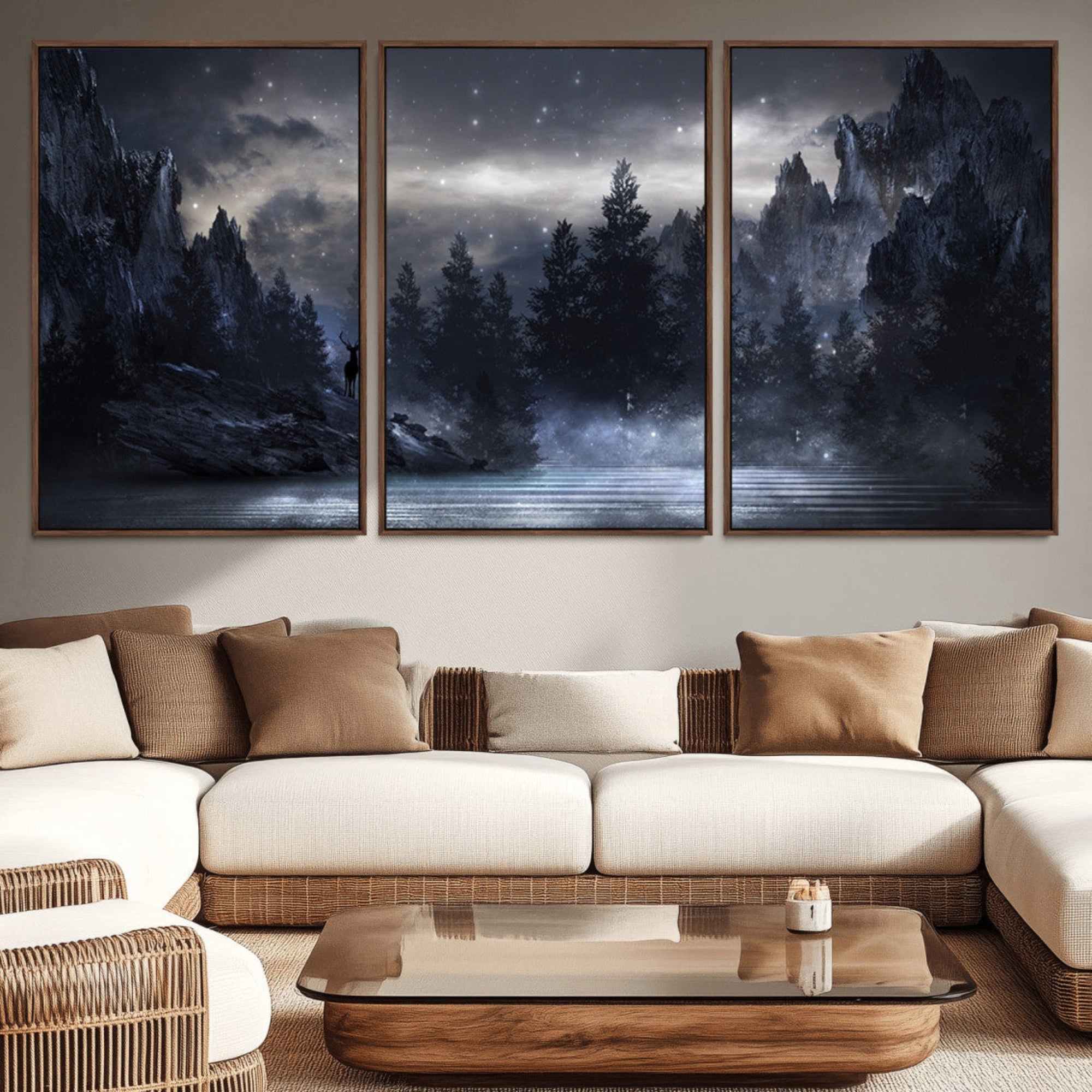 55385-MGV-CV-36X24-Night Landscape and Trees Wall Art Canvas Print