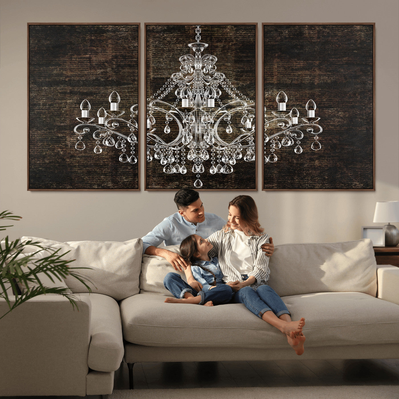 MGV-FC-60X30-3P - Rustic Chandelier Canvas Print