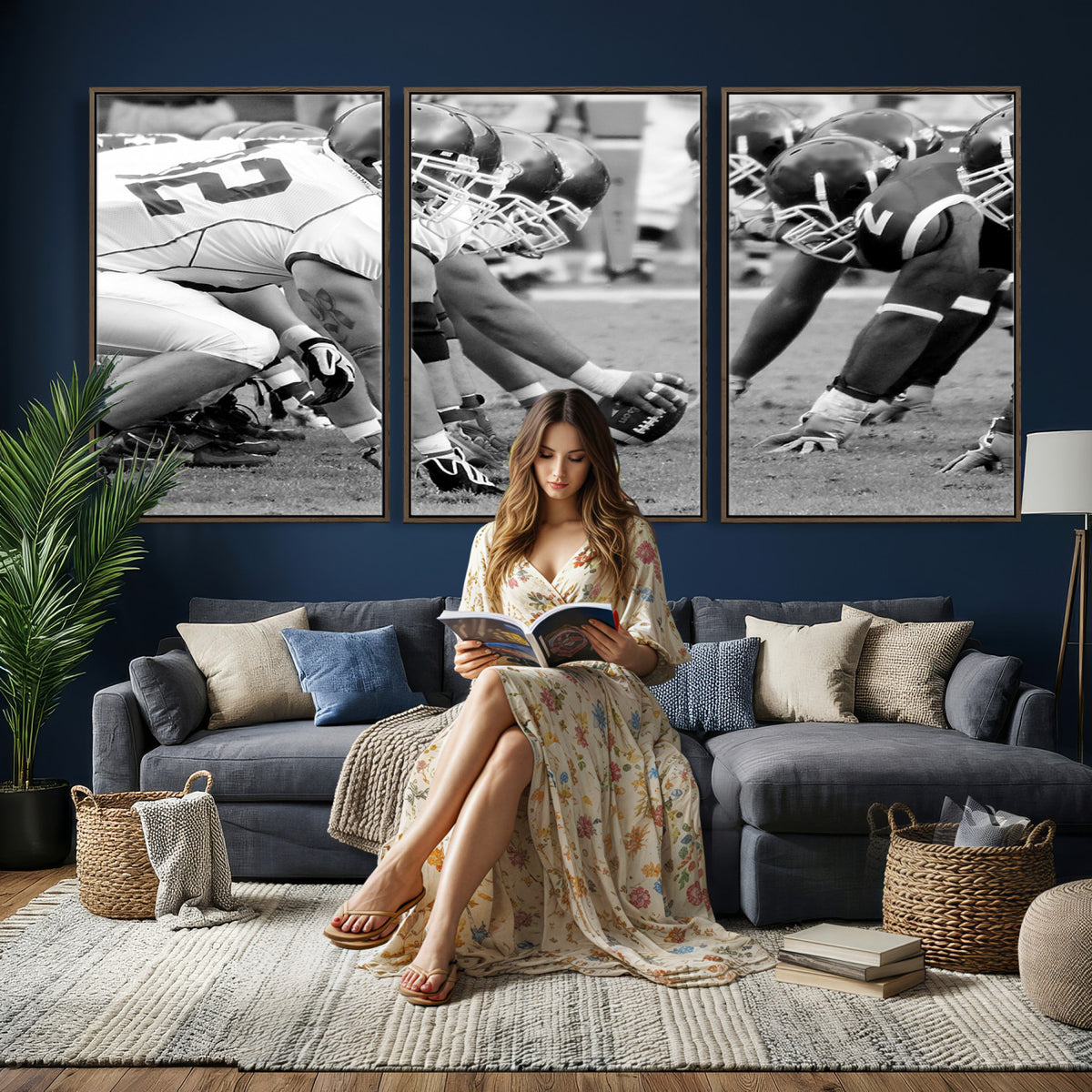 97432-MGV-CV-36X24 - American Football Player Wall Art Canvas Print