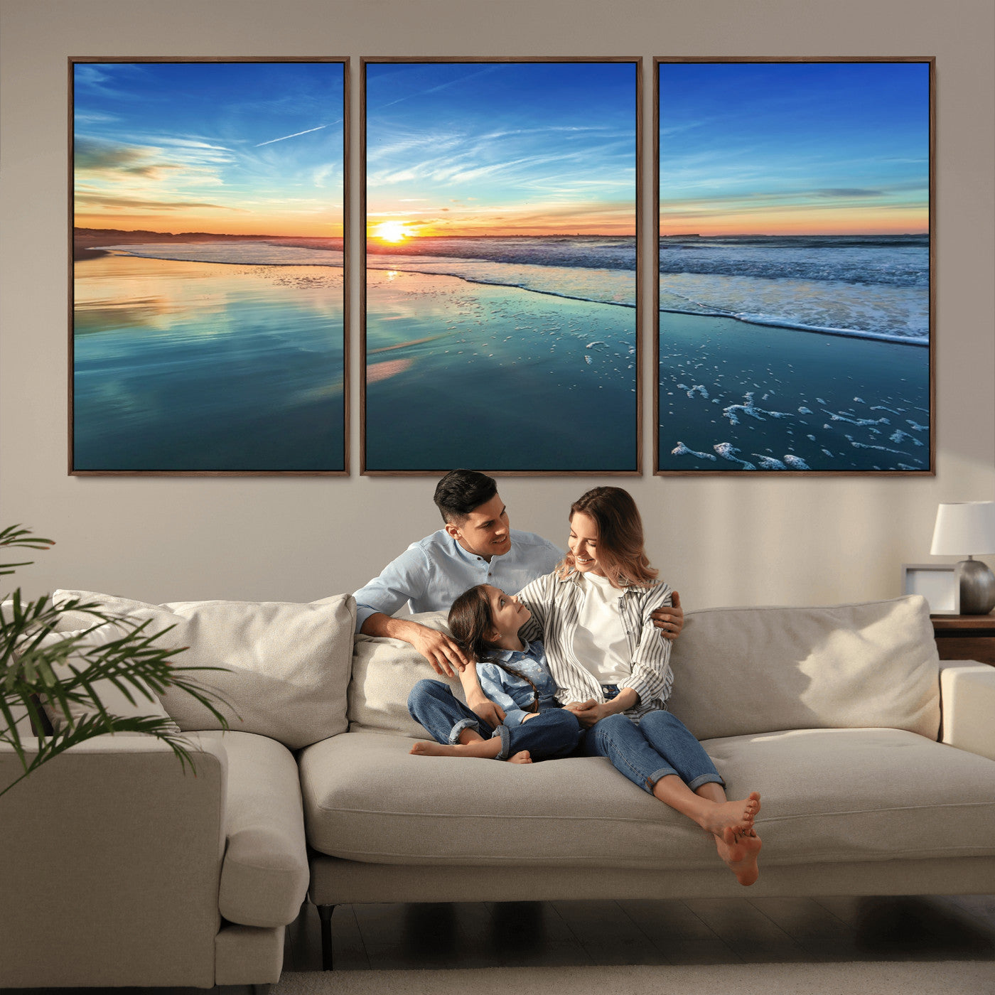 MGV-FC-60X30-3P - Blue Sky and Beach Wall Art Canvas Print