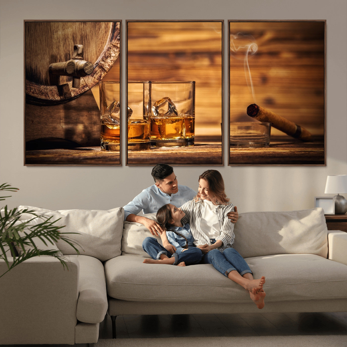 MGV-FC-60X30-3P - Rustic Whiskey and Barrel Canvas Print