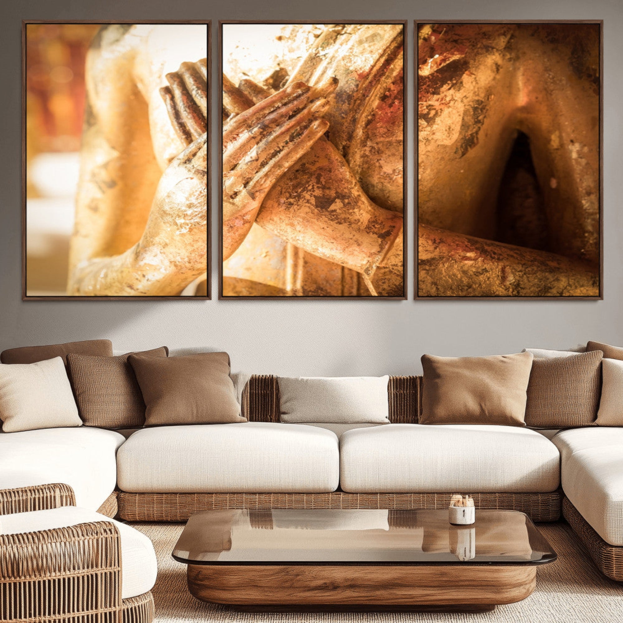 87005-MGV-CV-36X24-Buddha Statue Hands Wall Art Canvas Print