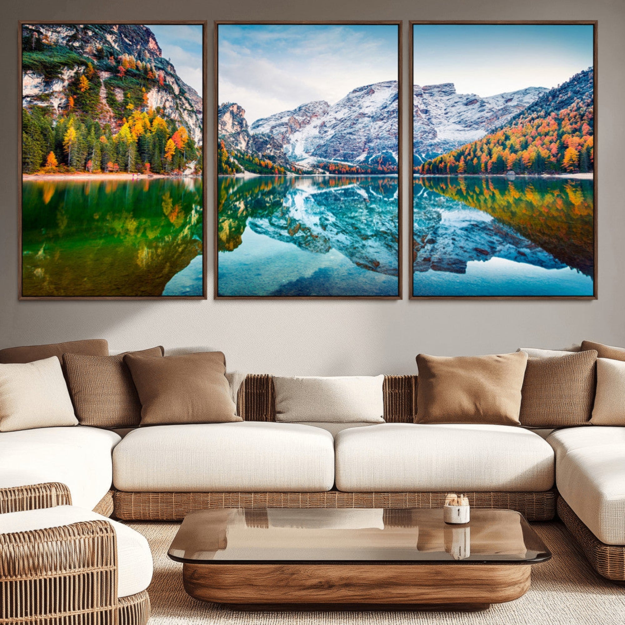 11645-MGV-CV-36X24-Spectacular autumn view of Braies Lake Wall Art Canvas Print
