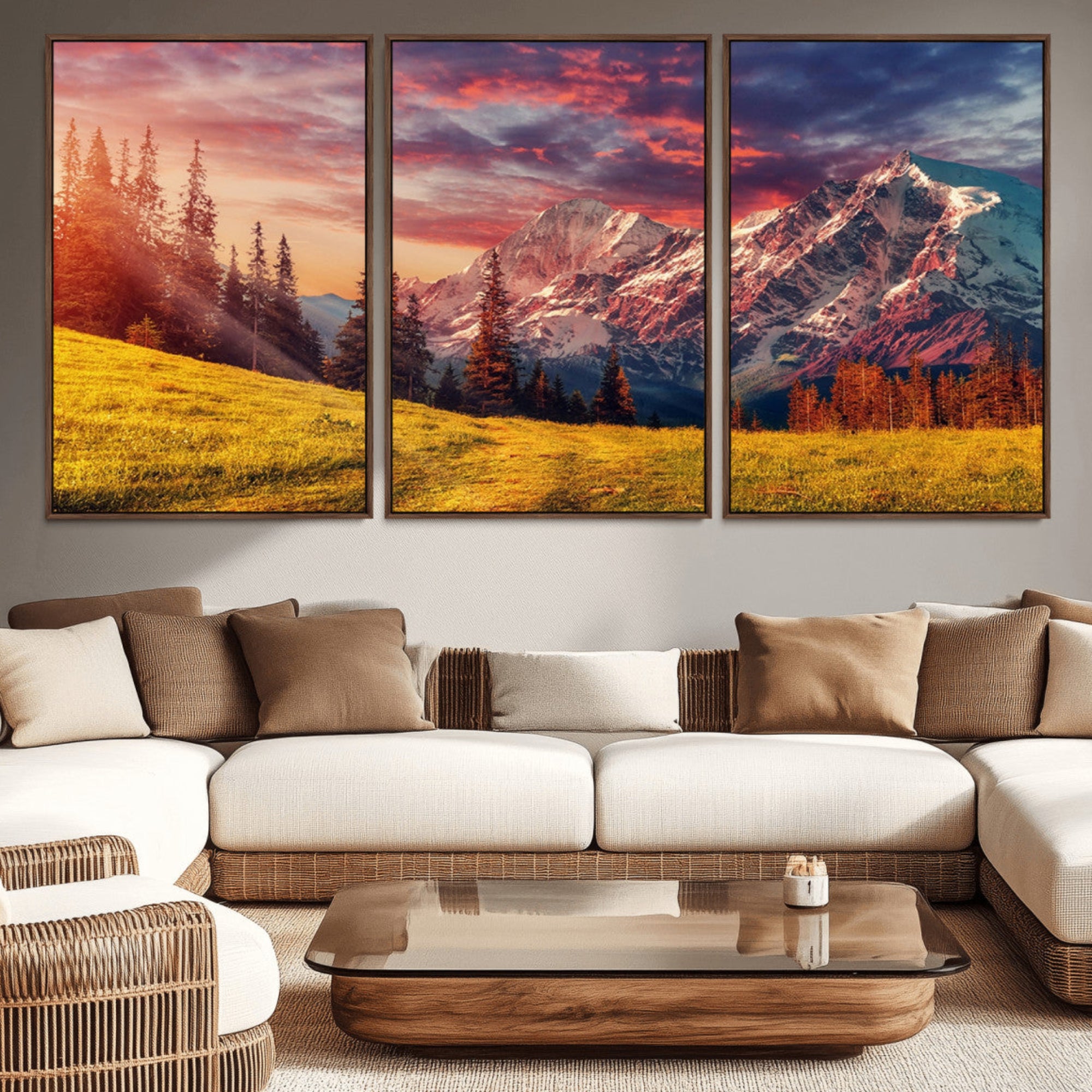 48448-MGV-CV-36X24-Mountain and Daylight Red Sunset Wall Art Canvas Print
