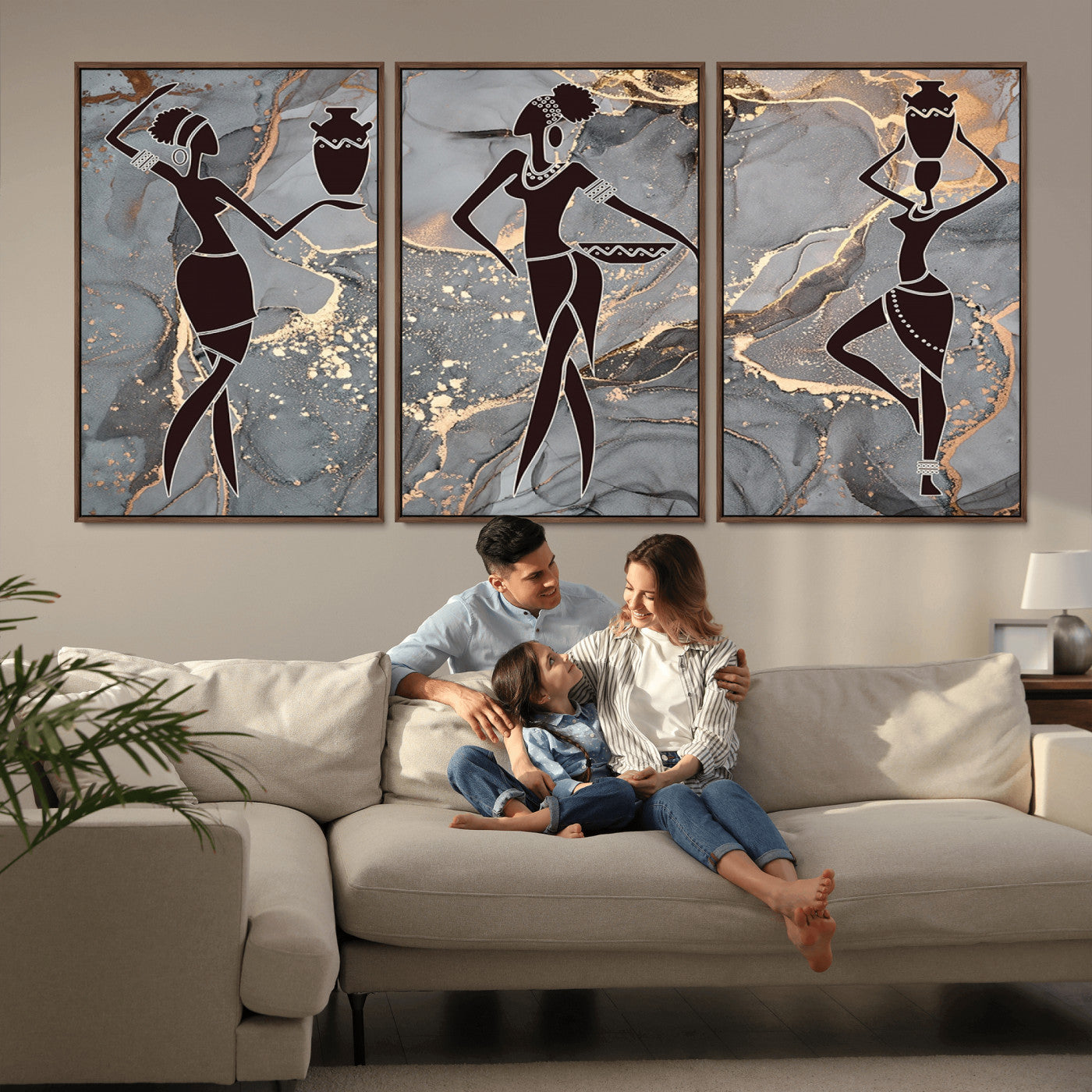 MGV-FC-60X30-3P - Abstract African Womens Art Canvas Print