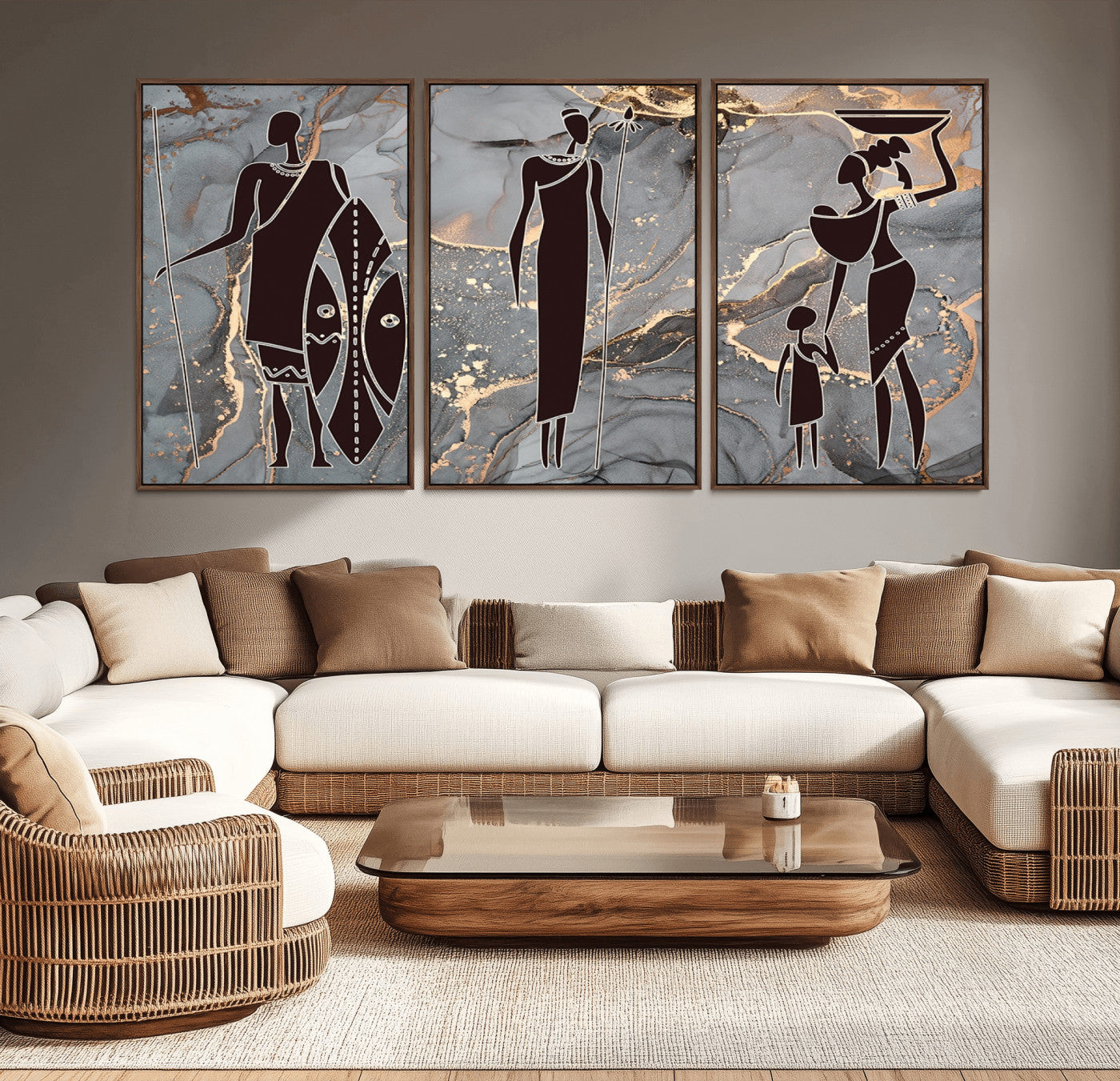 81756-MGV-CV-36X24-African American Wall Art – Elegant African Women Canvas Print, Modern Ethnic Painting for Living Room or Office Decor