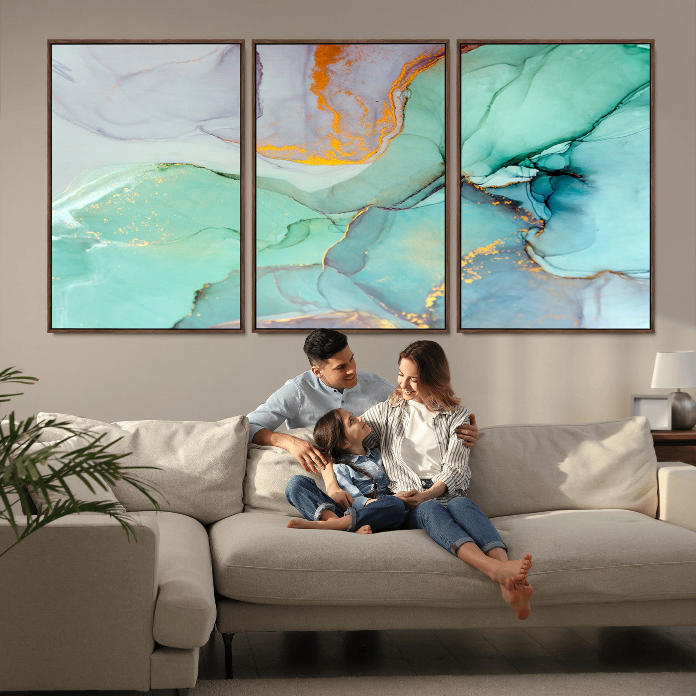 36934-MGV-FC-60X30-3P_Walnut-Colorful Marble Fluid Effect Canvas Wall Art Print