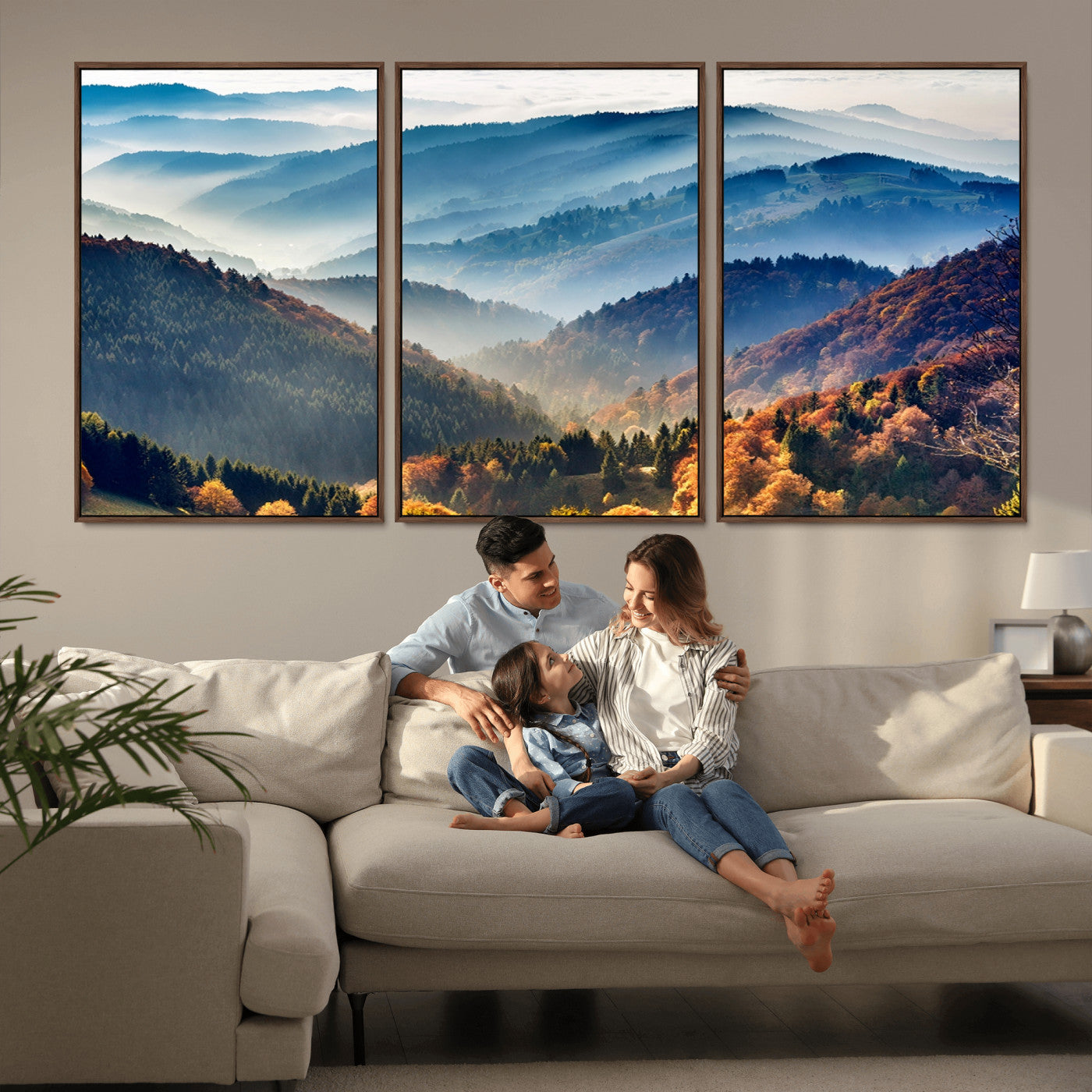 MGV-FC-60X30-3P - Mountains Forest Autumn Wall Art Canvas Print