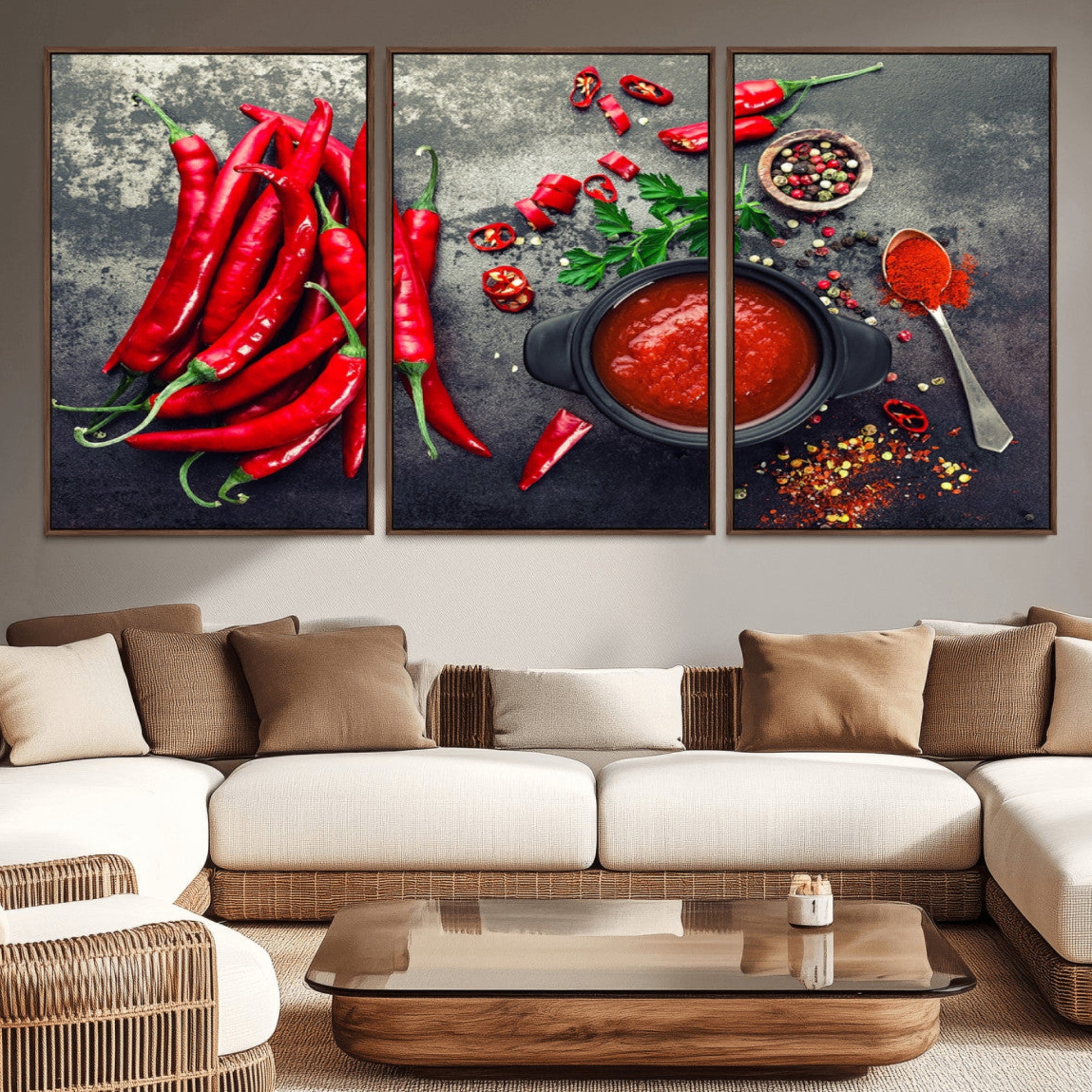 10860-MGV-CV-36X24-Red Pepper Kitchen and Restaurant Wall Wall Art, Red Pepper Kitchen Wall Decor Canvas Print