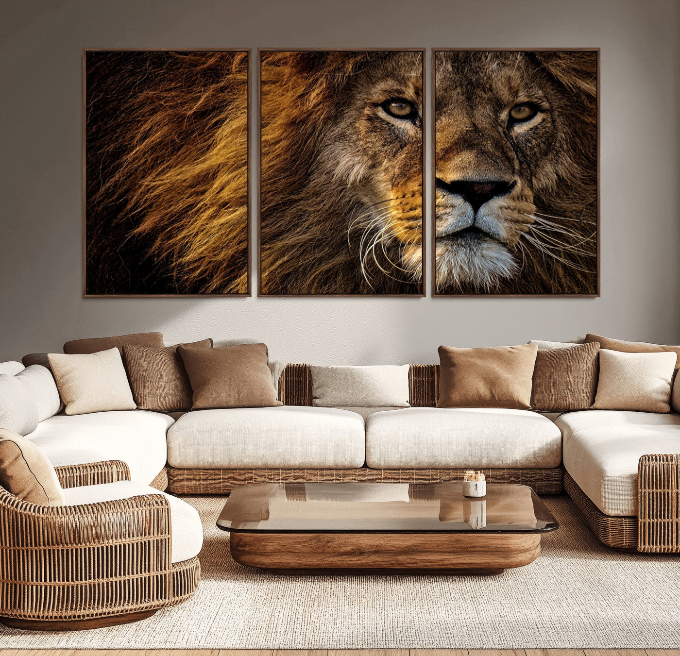 98665-MGV-CV-36X24-Mighty Lion Wall Art Canvas Print – Majestic Animal Portrait Artwork for Home, Office, Living Room, Guest Room