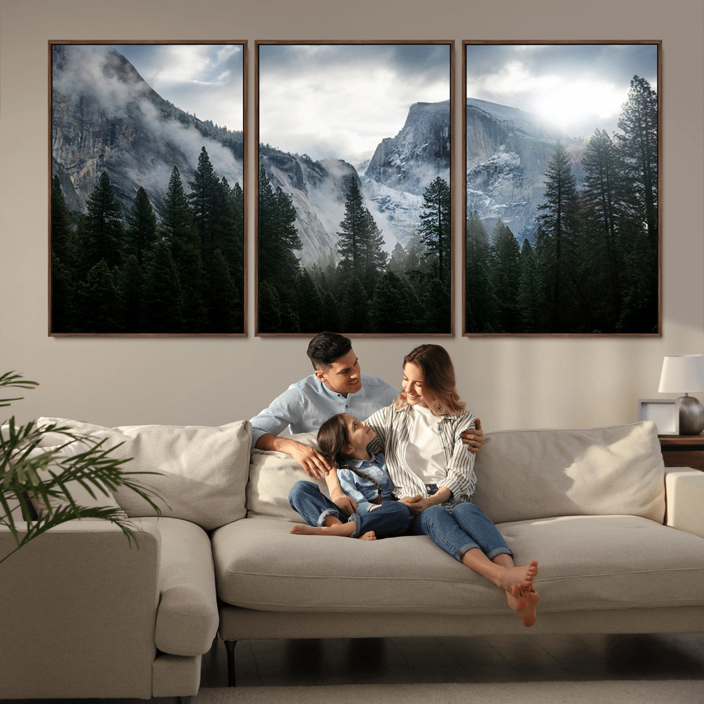 98725-MGV-FC-60X30-3P_Walnut-Wall Art Foggy Forest Landscape Canvas Print