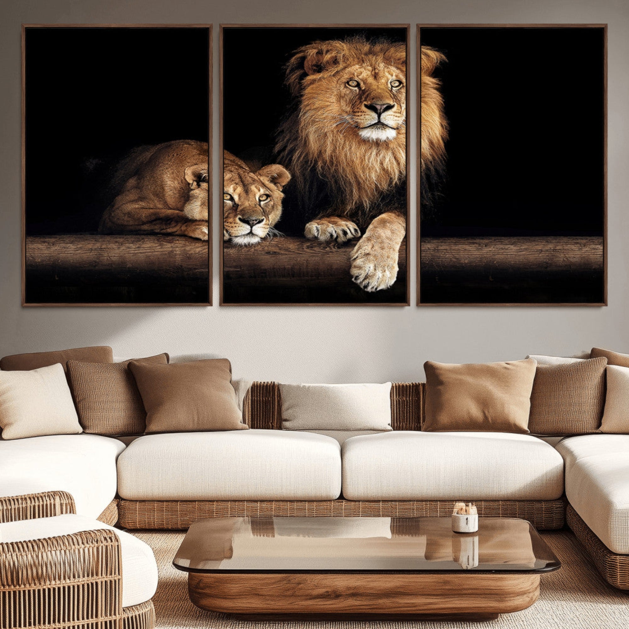 51304-MGV-CV-36X24-Lion Canvas Wall Art – Majestic Animal Print Artwork for Home, Office, Living Room, Guest Room, Farmhouse