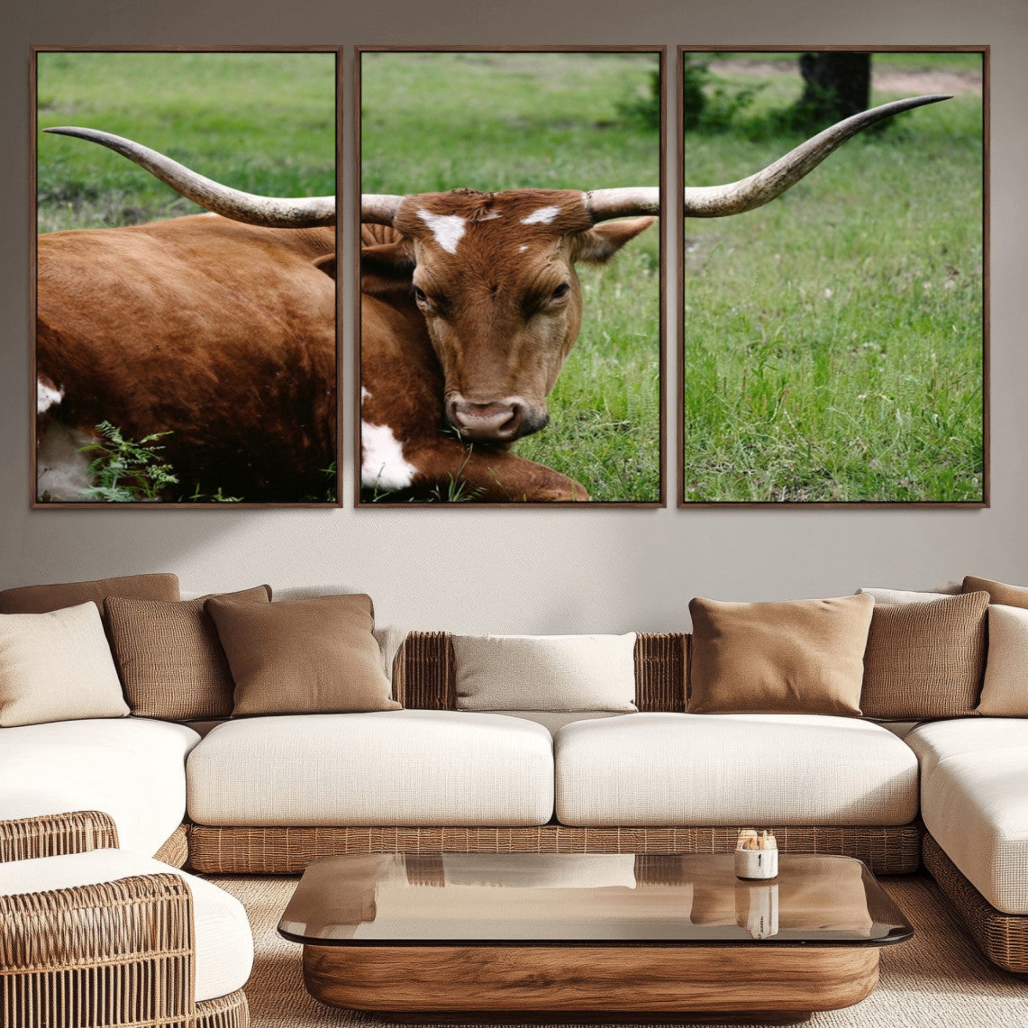 45997-MGV-CV-36X24-Longhorn Cow Animal Wall Art Canvas Print