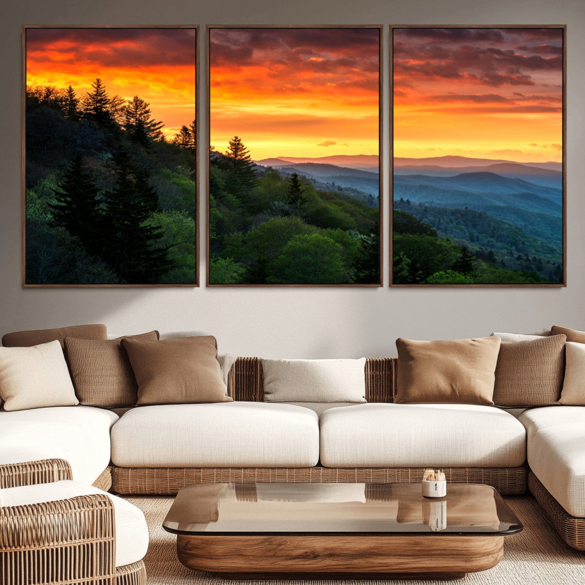 28501-MGV-CV-36X24-Forest Landscape Wall Art Sunset Canvas, Forest Sunset Canvas Print