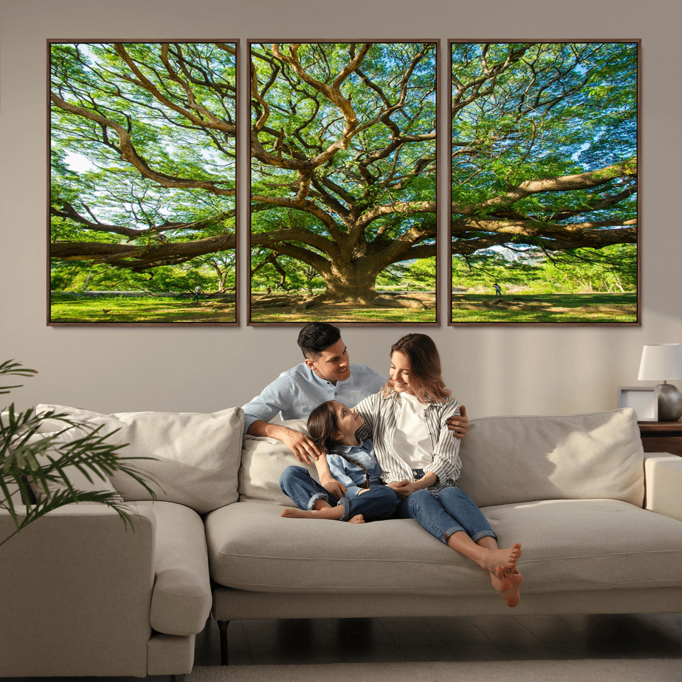 MGV-FC-60X30-3P - Angel Oak Tree Wall Art | Oak Canvas Print | Multi Panel Landscape Wall Art | Ready to Hang Wall Art