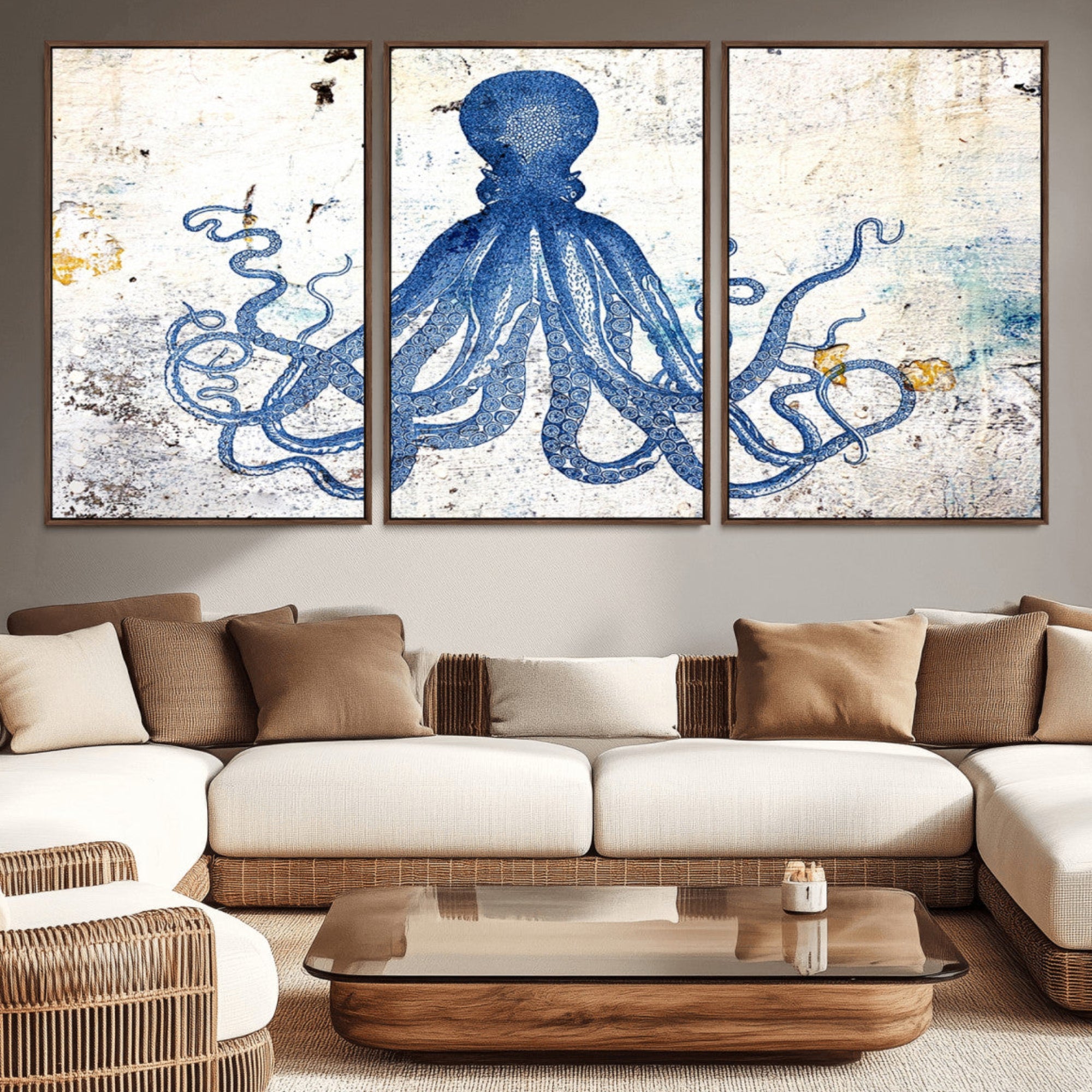 38211-MGV-CV-36X24-Octopus Canvas Wall Art | Coastal Marine Life Artwork for Living Room, Bedroom, or Office |