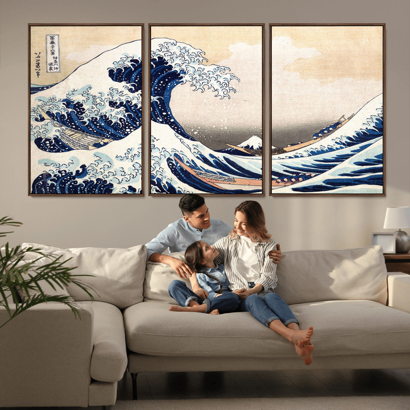 35635-MGV-FC-60X30-3P_Walnut-Wall Art Kanagawa Canvas Artwork Abstract Print