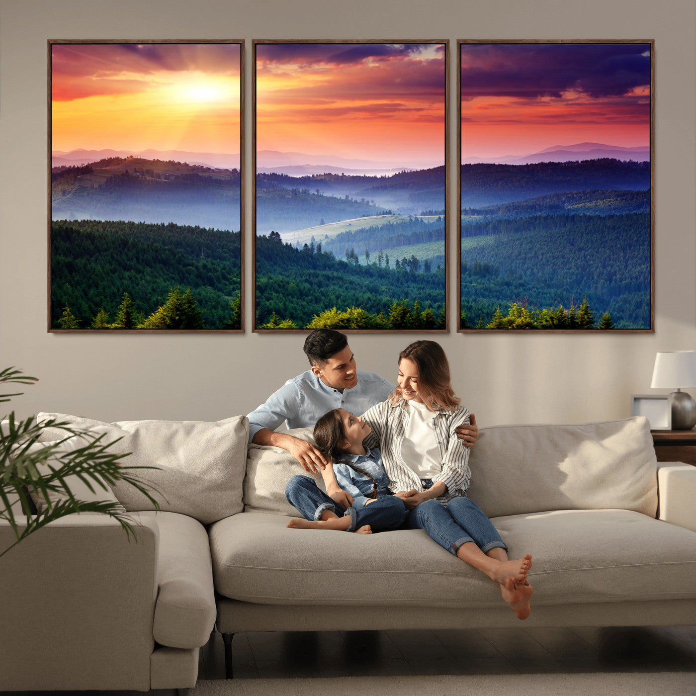 MGV-FC-60X30-3P - Mountain and Sunset Wall Art Canvas Print