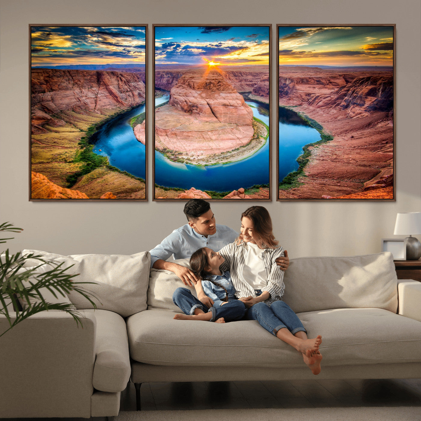 MGV-FC-60X30-3P - Sunset on the Horseshoe Bend Grand Canyon, Horseshoe Bend Grand Canyon Canvas Wall Art Print