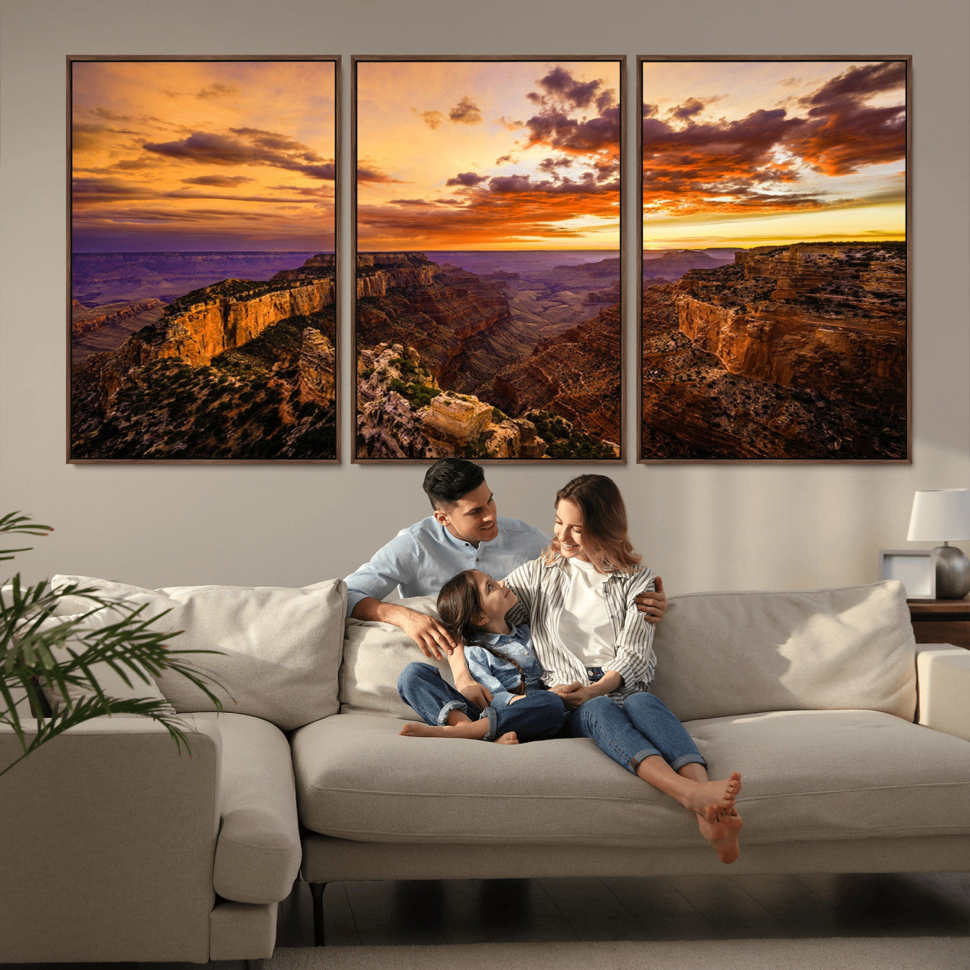 MGV-FC-60X30-3P - Mesmerizing Sunset from Grand Canyon Nal Park Wall Art, Grand Canyon Canvas Print