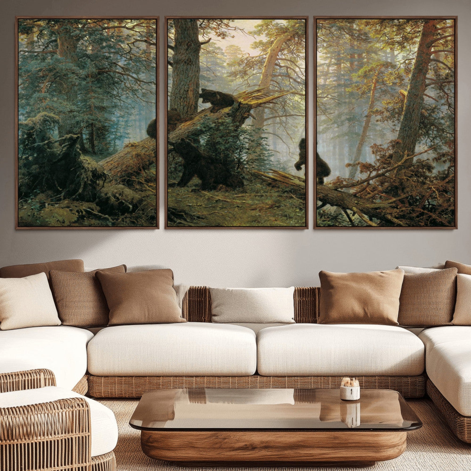 14144-MGV-CV-36X24-Baby Bears in Forest Wall Art Canvas Print