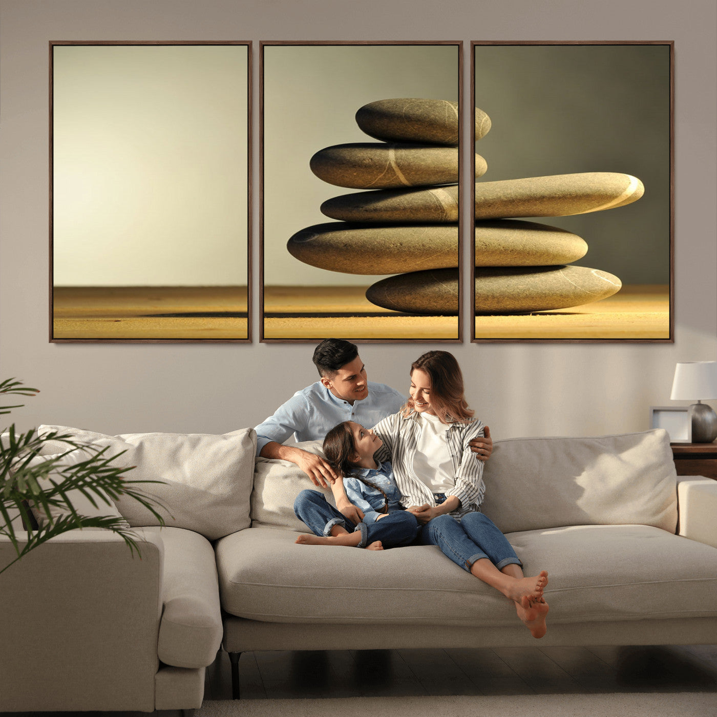 -Fluvial Zen Stones Canvas Wall Art Print