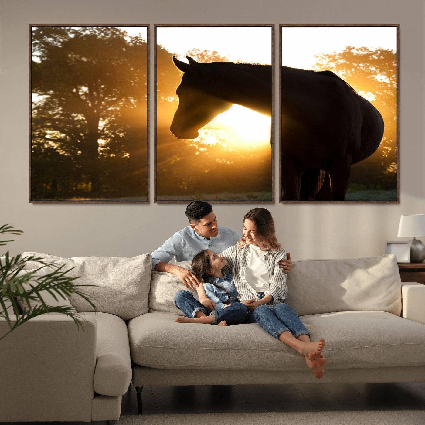 MGV-FC-60X30-3P - Horse at Sunset Wall Art Animal Canvas Print