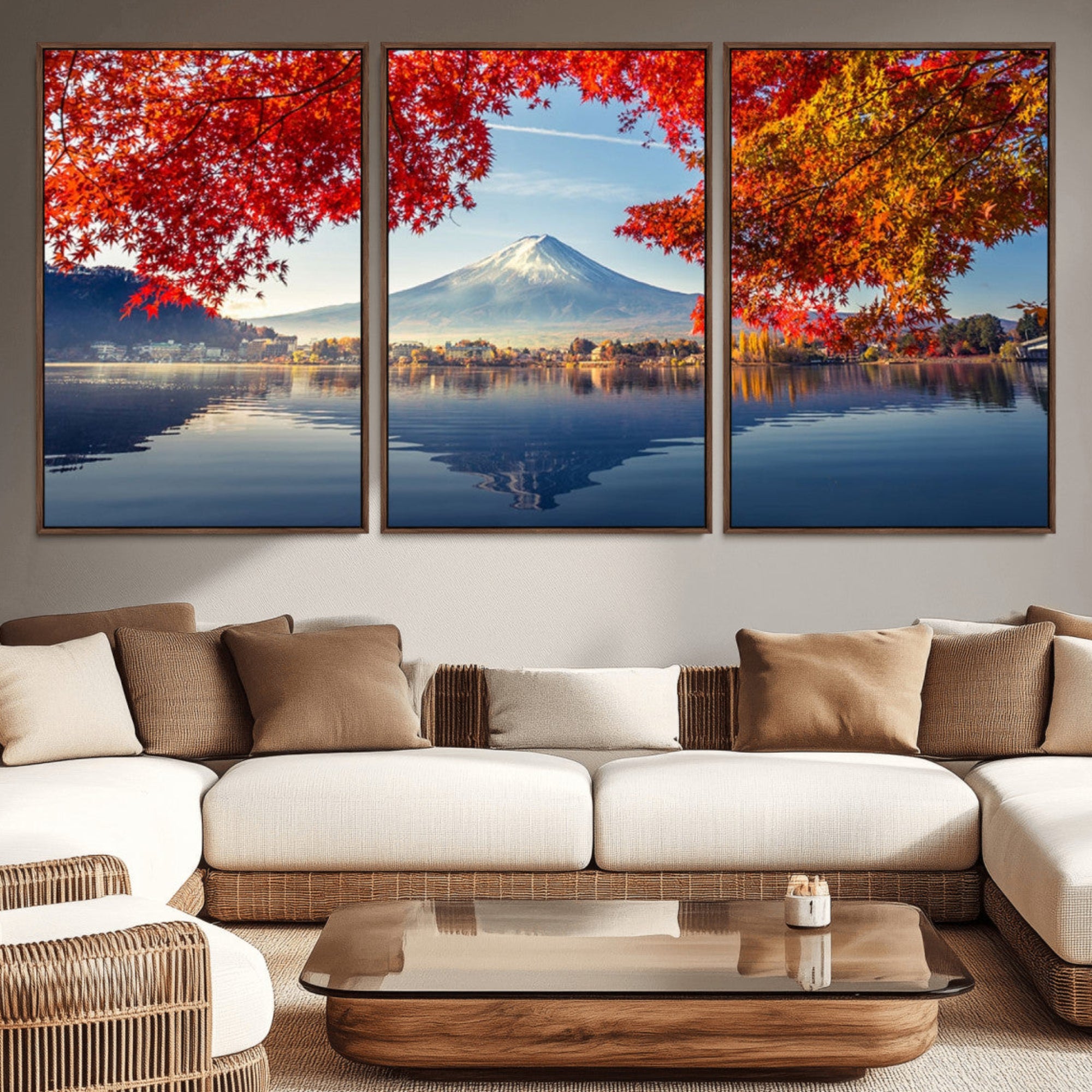 26428-MGV-CV-36X24-Mount Fuji Canvas Wall Art Japan Autumn Mountain Canvas Print Wall Art