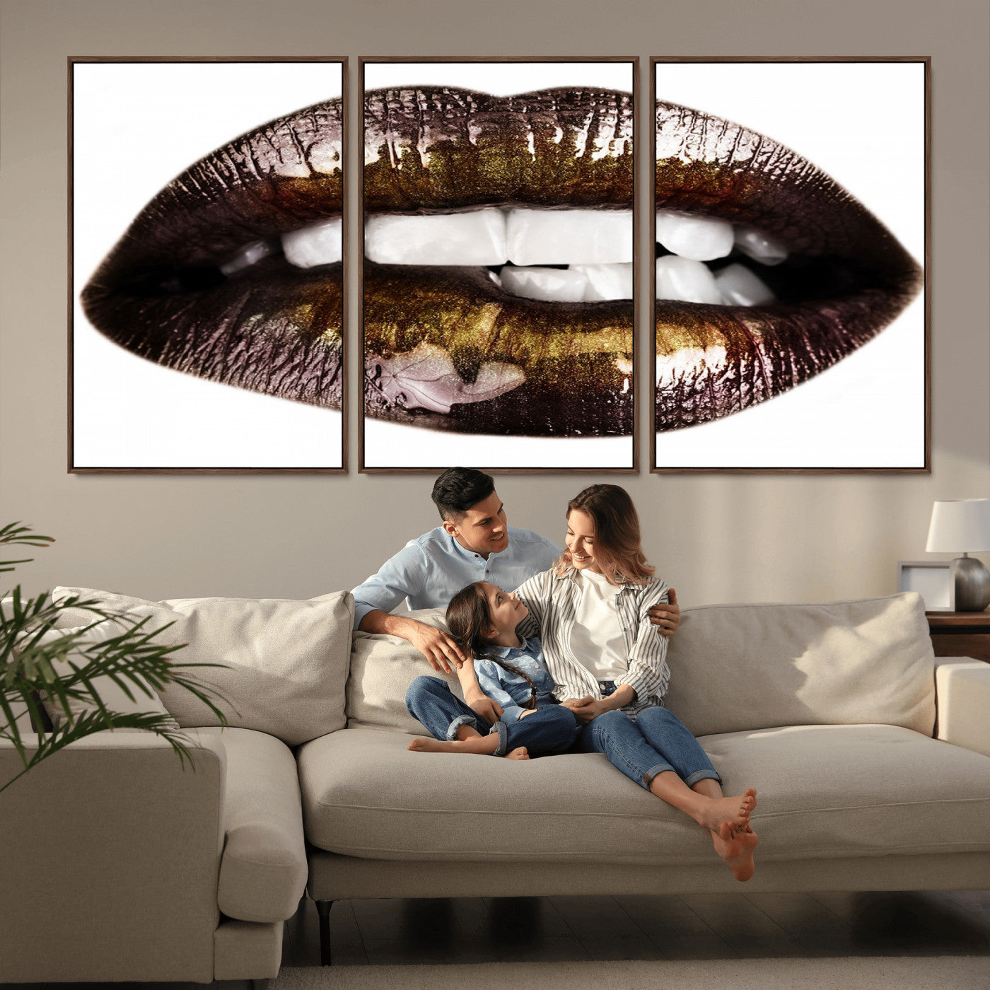 67580-MGV-FC-60X30-3P_Walnut-Close Up Lips Wall Art Canvas Print