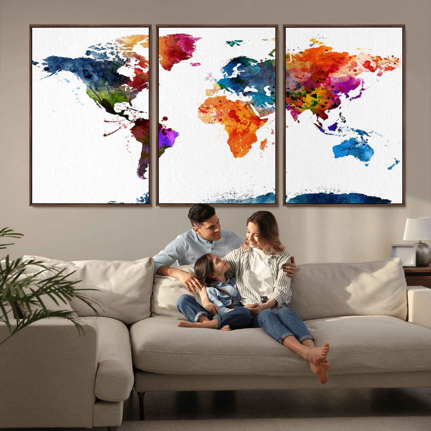MGV-FC-60X30-3P - Push Pin World Map Canvas Print – Framed Wall Art for Couples to Track Their Travels – Anniversary