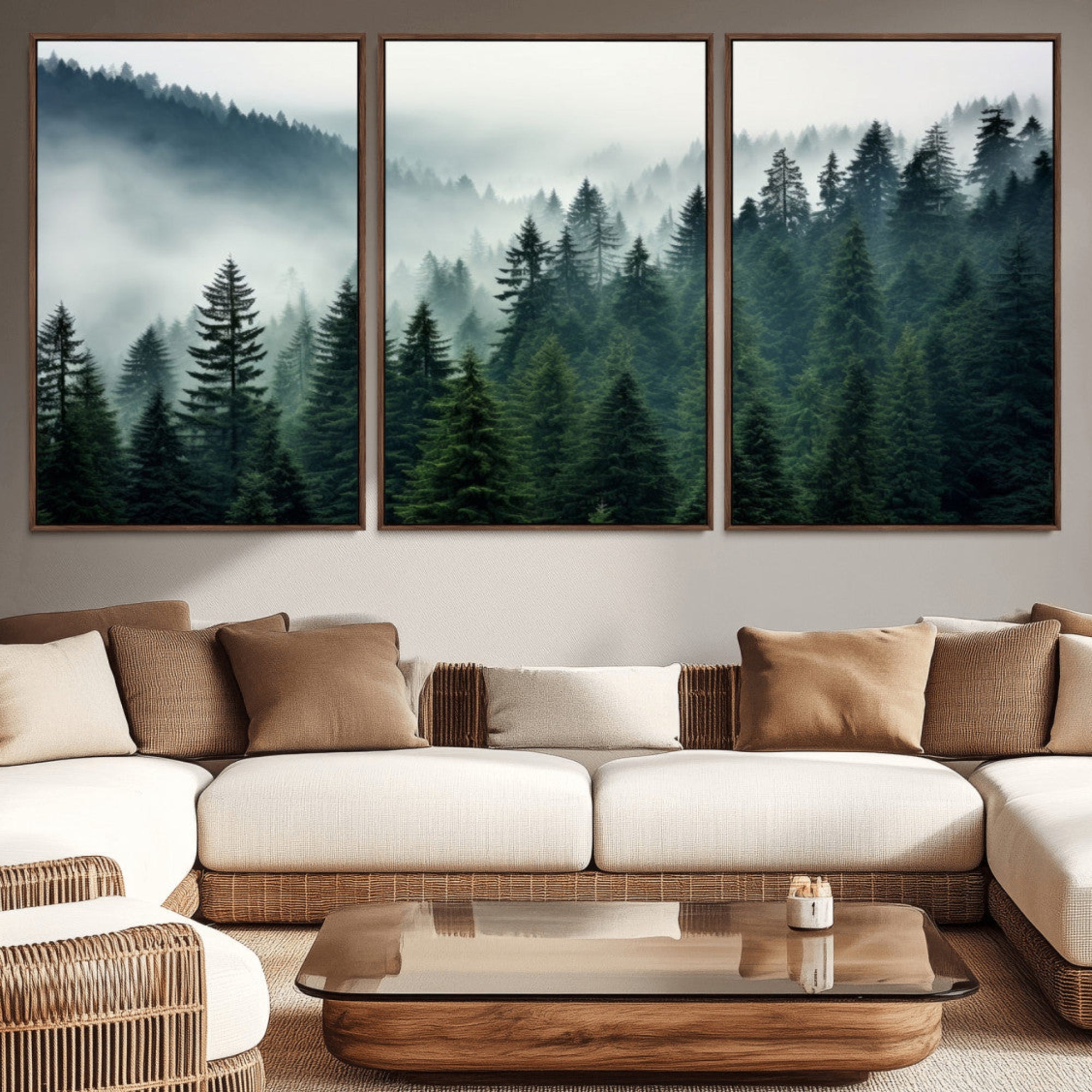 63262-MGV-CV-36X24-Captivating Misty Forest Wall Art Premium Canvas Print, Foggy and Serene Atmosphere Canvas Print