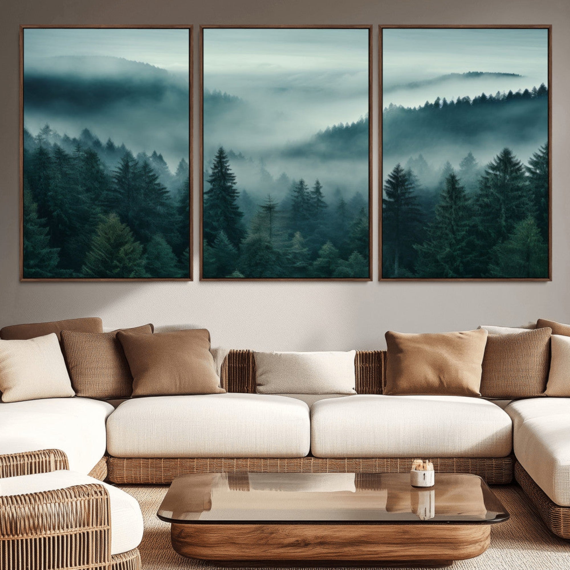 72040-MGV-CV-36X24-Captivating Misty Foggy Forest Wall Art Premium Canvas Print