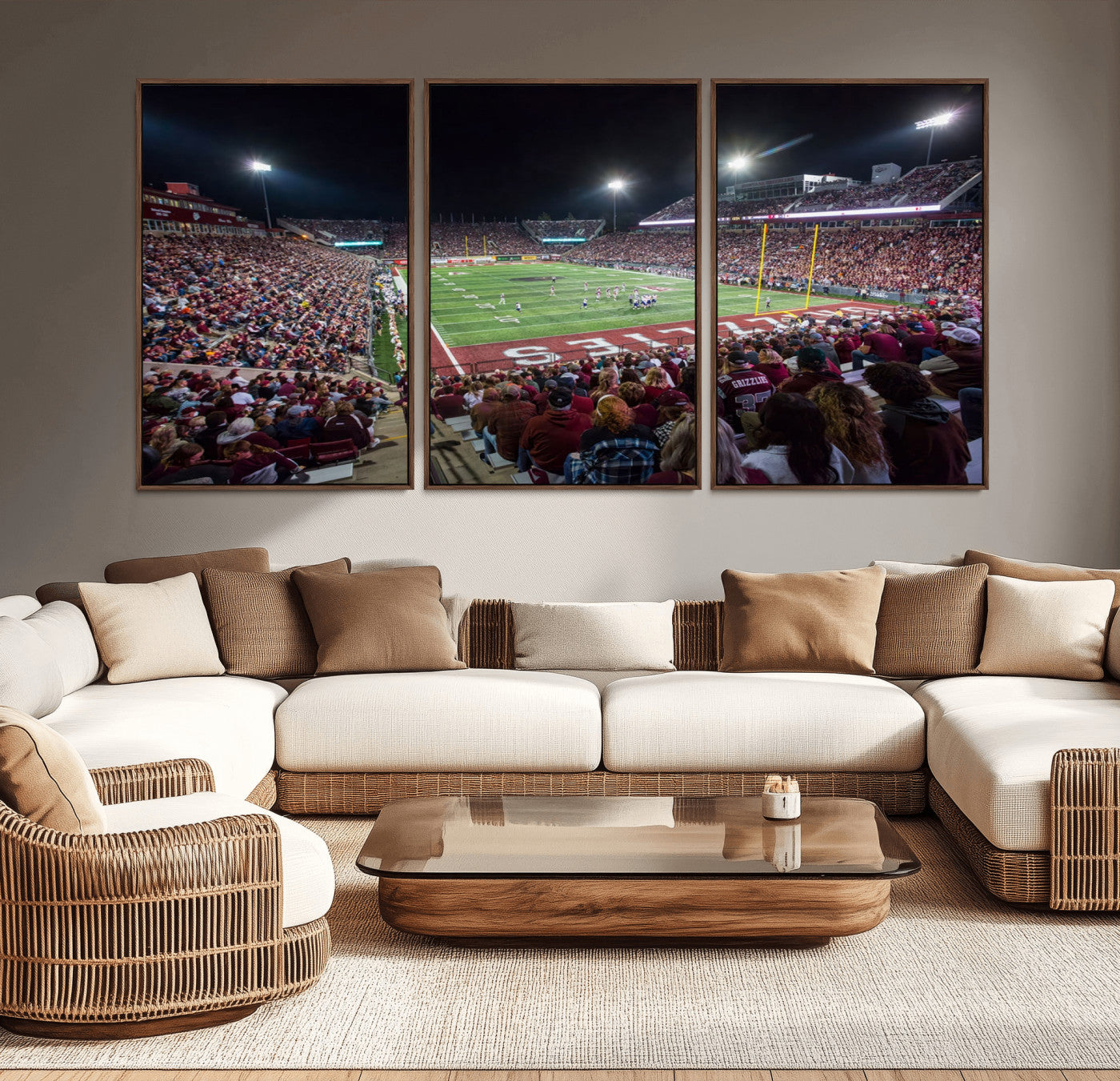 56191-MGV-CV-36X24-American Football Wall Art Canvas Print Framed Stadium Sport Wall Art Print Iconic Game Day Decor for Home, Office