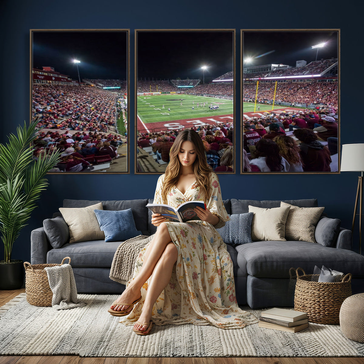 56191-MGV-CV-36X24 - Washington Grizzly Stadium American Football Wall Art Canvas Print, Sports Wall Art Print, Game Room Decor-1