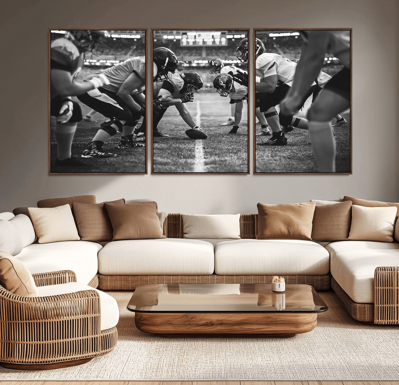 13273-MGV-CV-36X24-American Football Wall Art Canvas Print Framed Stadium Sport Wall Art Iconic Game Day Decor for Home, Office