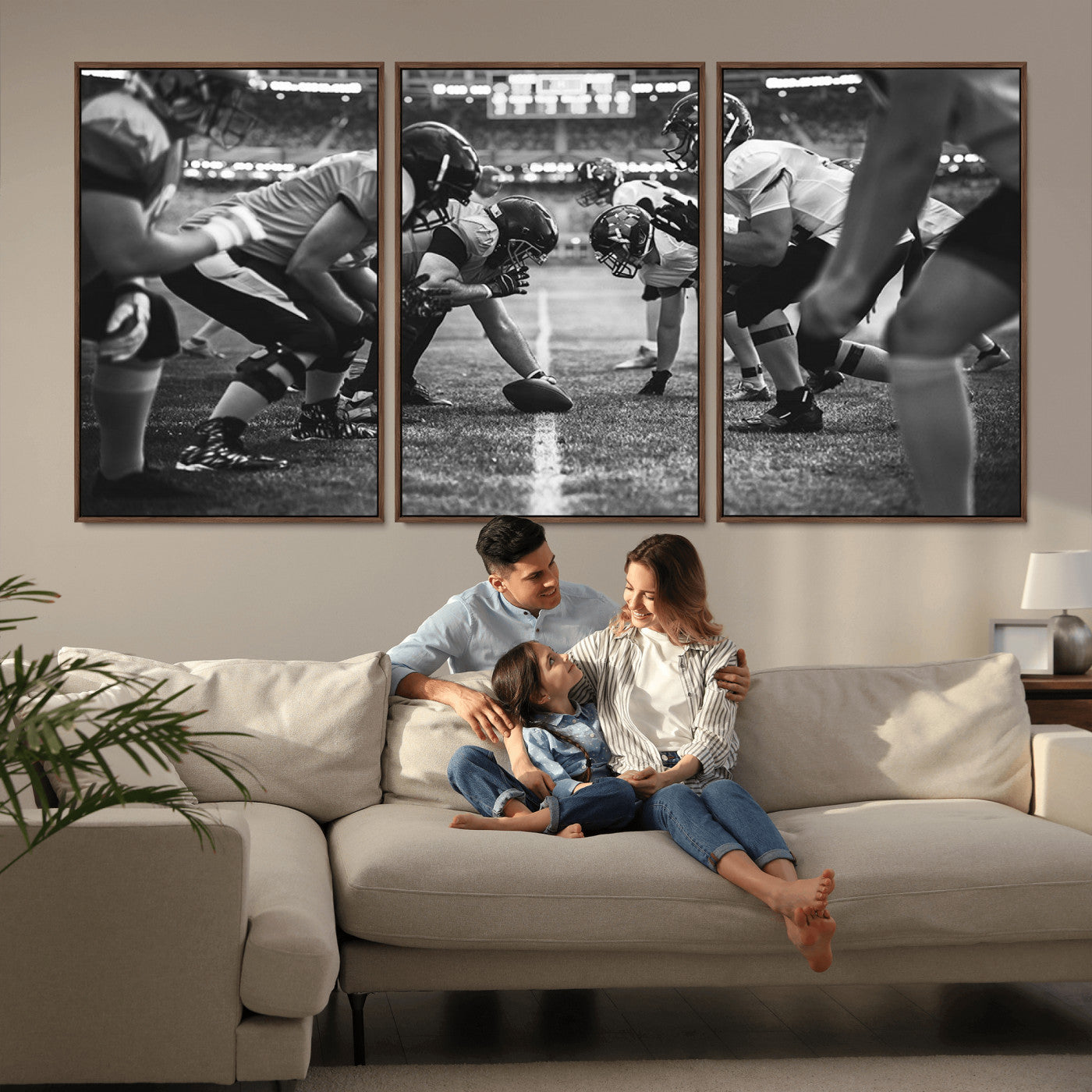 13273-MGV-FC-60X30-3P_Walnut-American Football Wall Art Canvas Print, Stadium Sport Wall Art Print