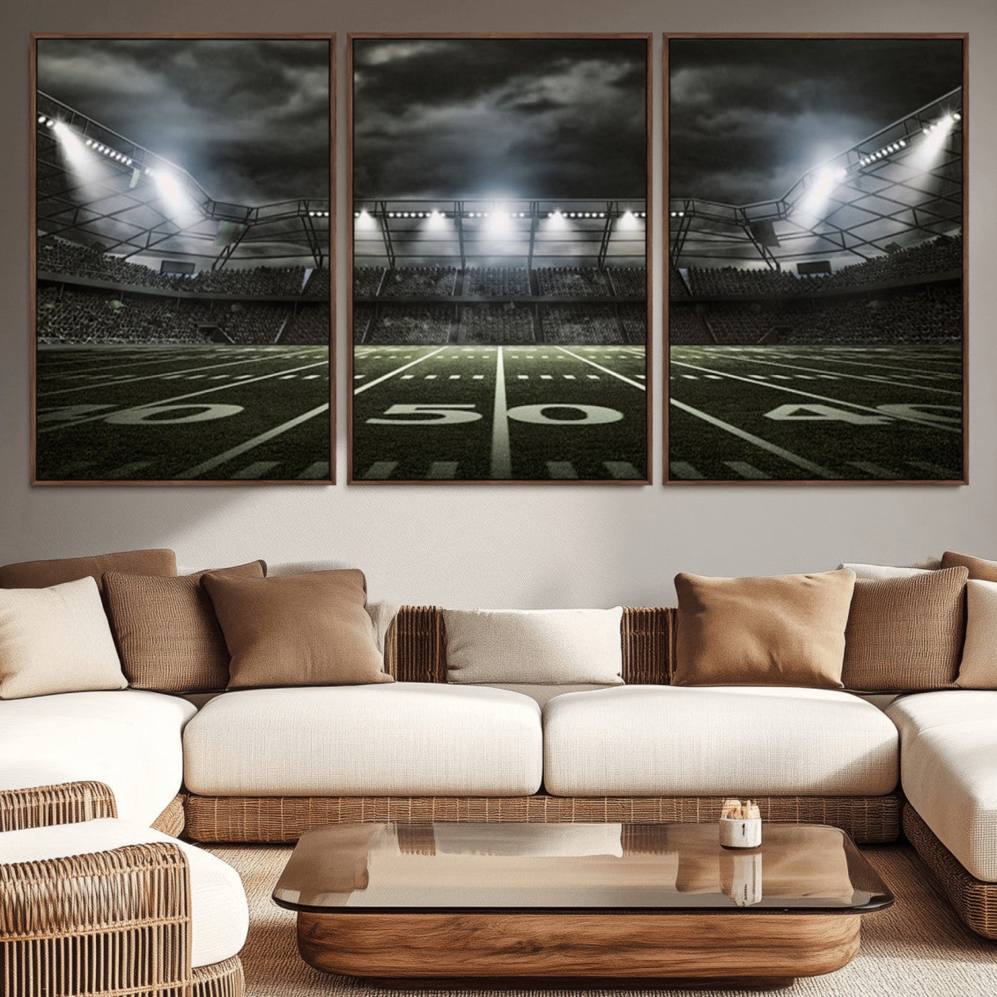90107-MGV-CV-36X24-American Football Stadium Wall Art Canvas Print, Stadium Sport Wall Art Print