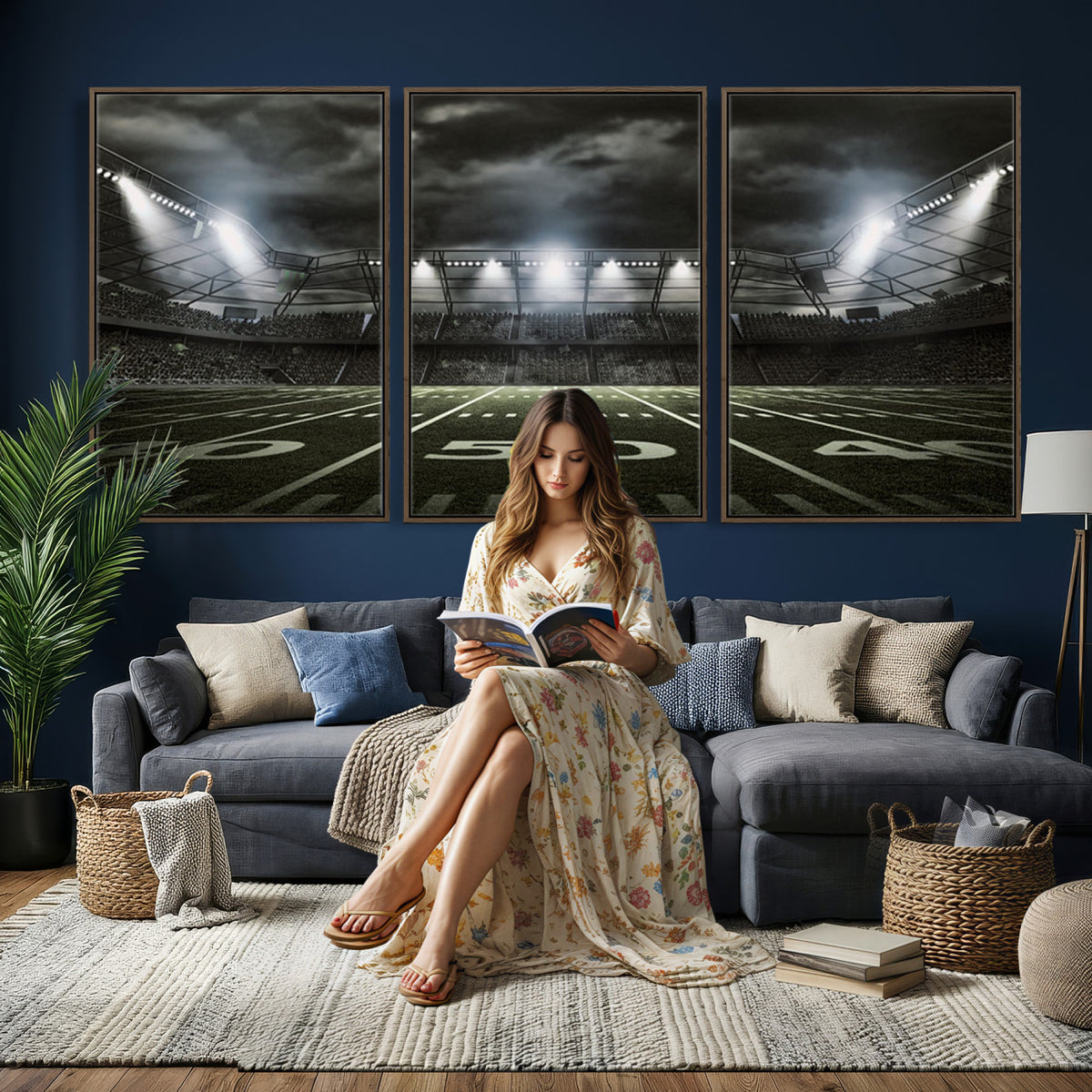 90107-MGV-CV-36X24 - American Football Stadium Wall Art Canvas Print, Stadium Sport Wall Art Print