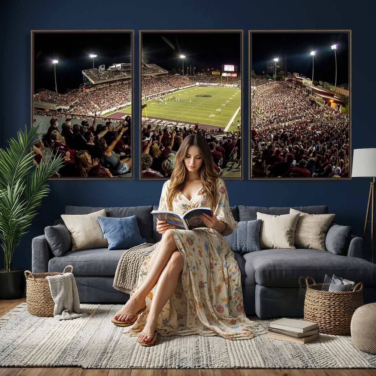 94126-MGV-CV-36X24 - Washington-Grizzly Stadium Canvas Wall Art | Exciting Game Night Atmosphere in Panoramic View