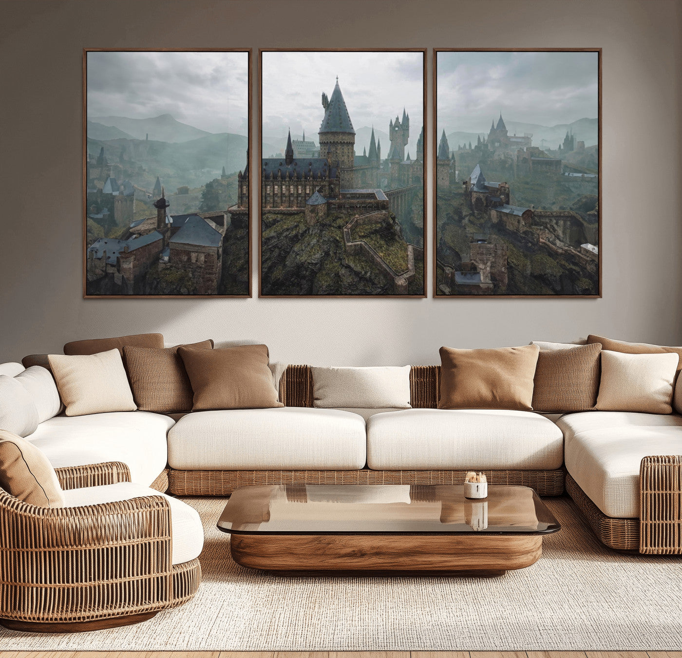 MGV-FC-60X30-3P - Disney Castle Wall Art Canvas Print, Living Kids Home Room Decor Art Print