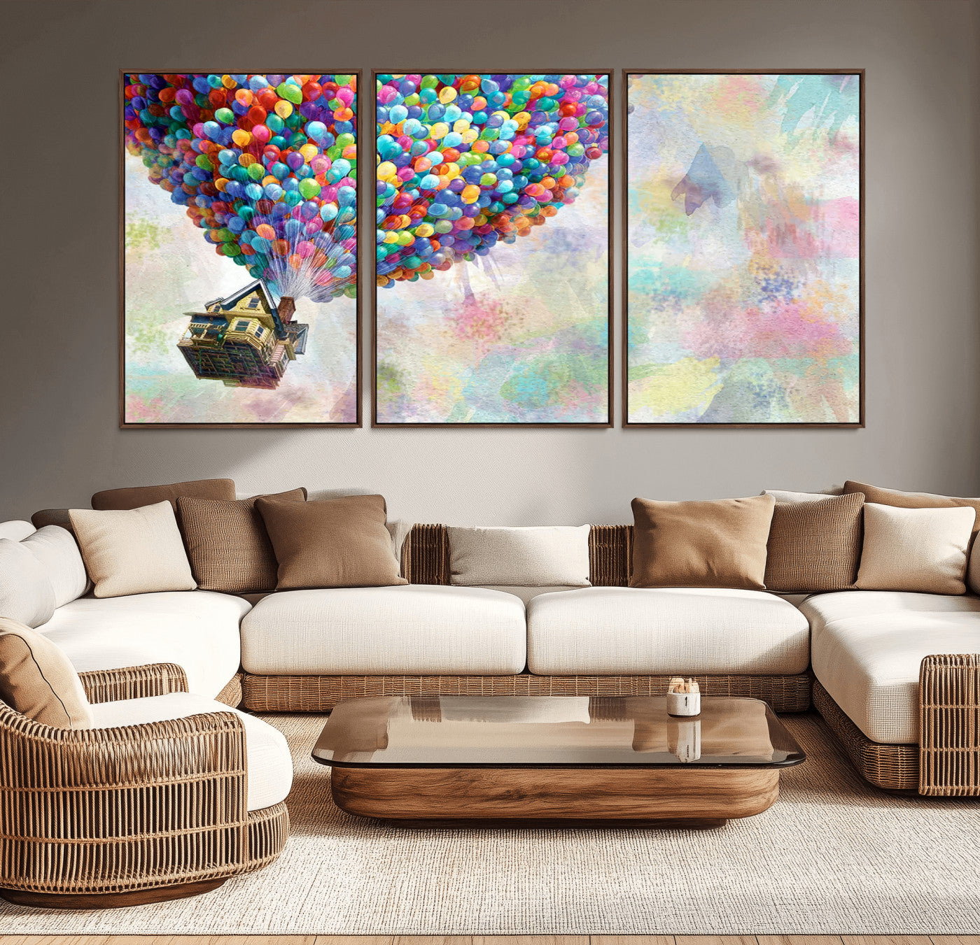 MGV-FC-60X30-3P - Up Pixar Poster, Look Up Pixar Wall Art, Up Pixar Canvas, Kids Play Game Room Decor Wall Art