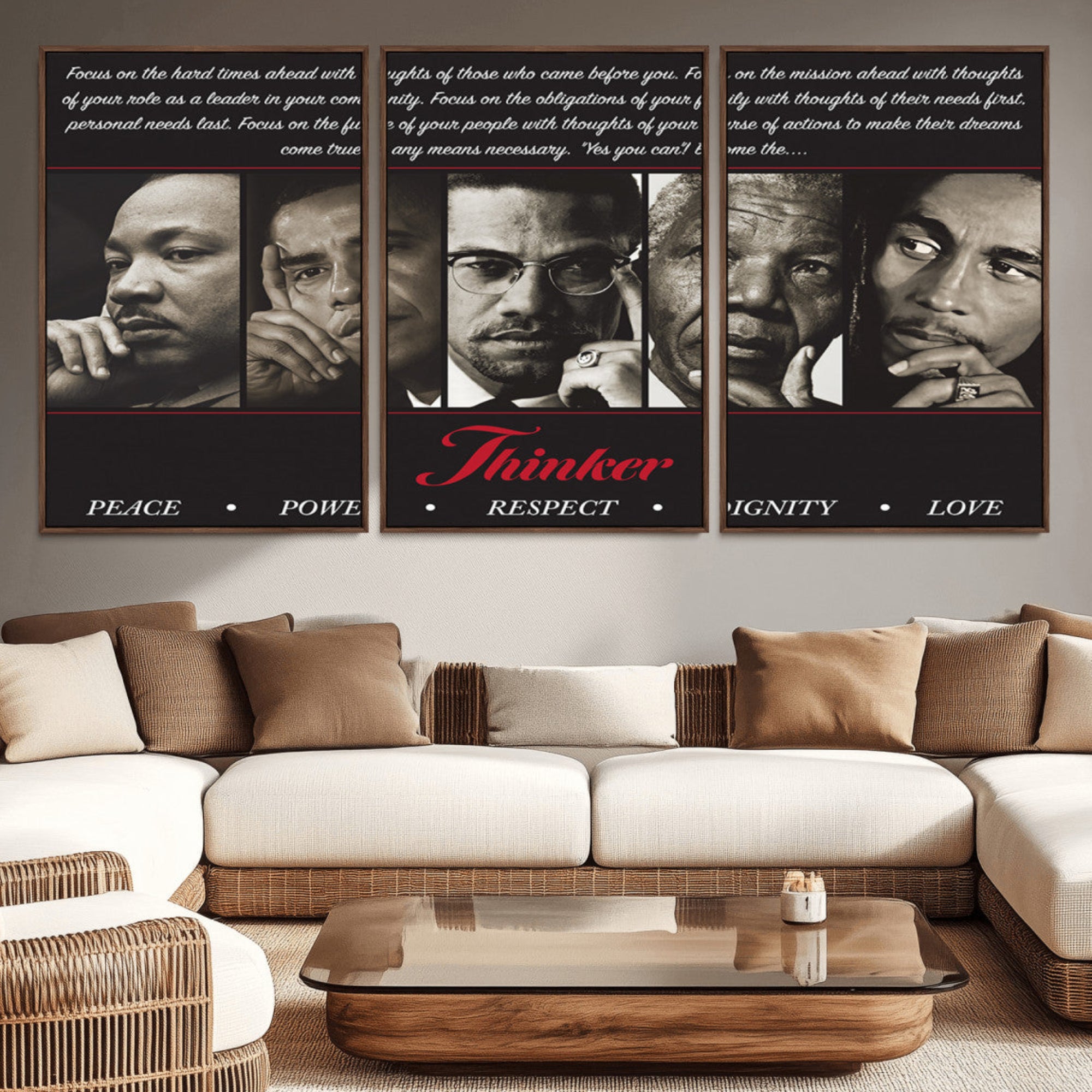 41417-MGV-CV-36X24-Thinkers of Wall Art Canvas Print - Inspirational Wall Art Featuring Icons of Peace, Power, and