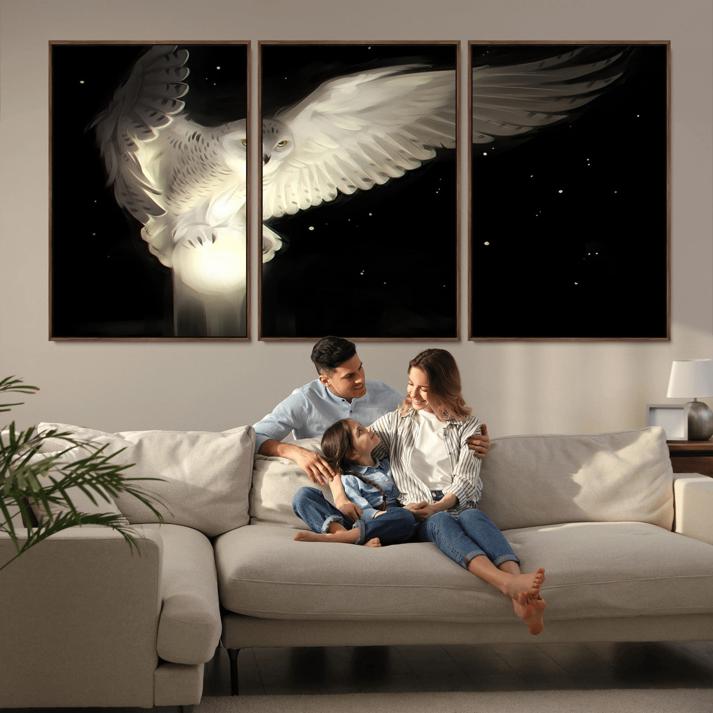 MGV-FC-60X30-3P - Night Owl Art -  Illuminating the Darkness – Unique Animal-Inspired Wall Art for Modern Decor |