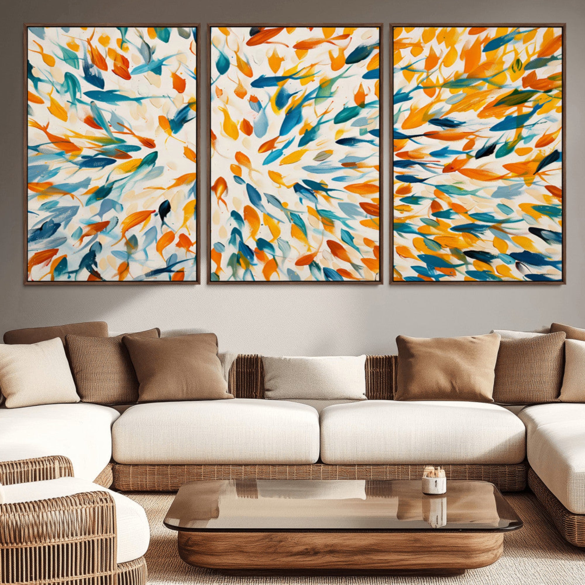 59969-MGV-CV-36X24-Colorful Fish Wall Art Print – Abstract Ocean-Inspired Wall Art for Modern Spaces | Framed Canvas,