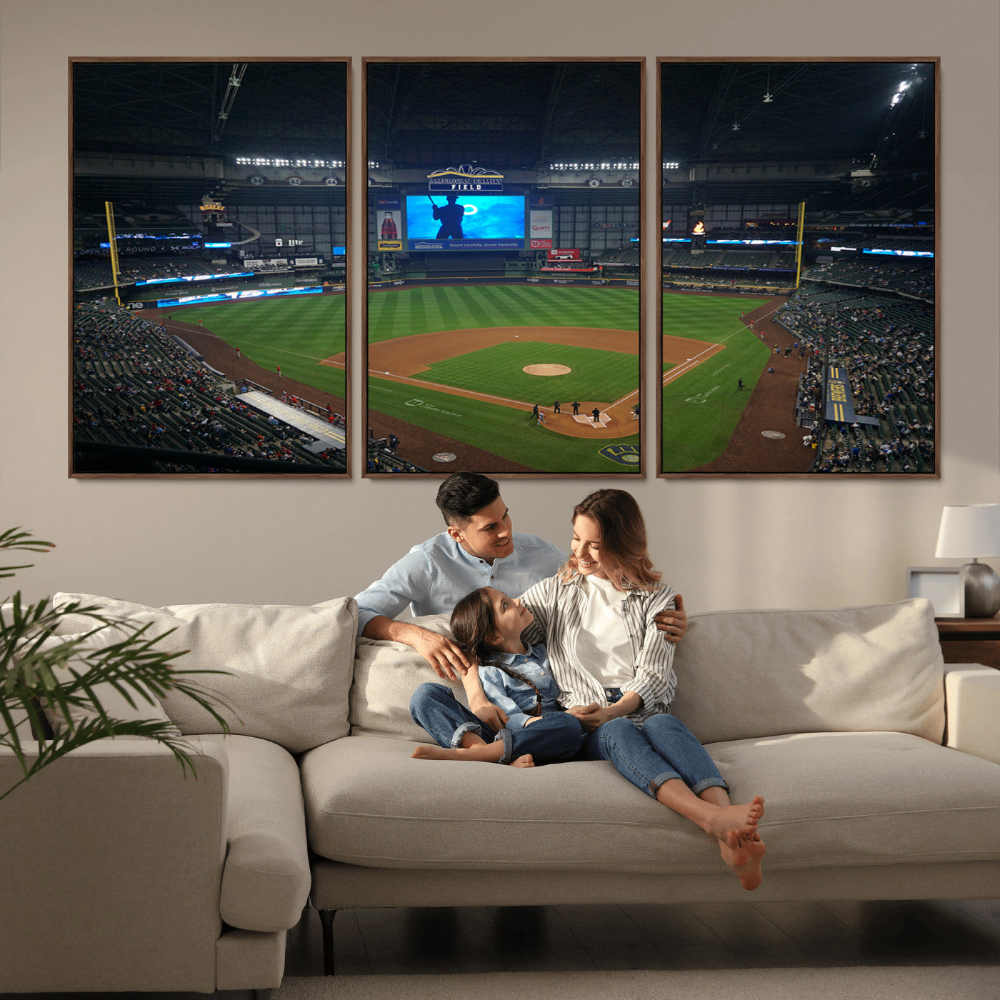 MGV-FC-60X30-3P - Milwaukee Brewers Baseball Art Print - American Family Field Stadium Wall Art Canvas Print