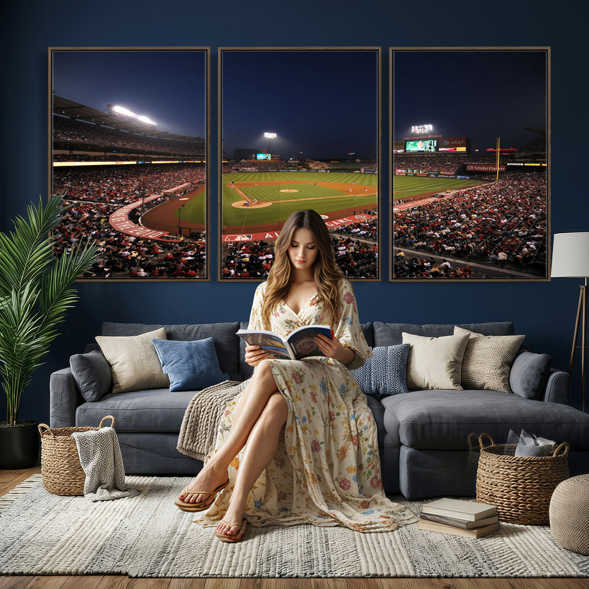 88896-MGV-CV-36X24 - Los Angeles Angels Baseball Team Print, Anaheim Angel Stadium Wall Art