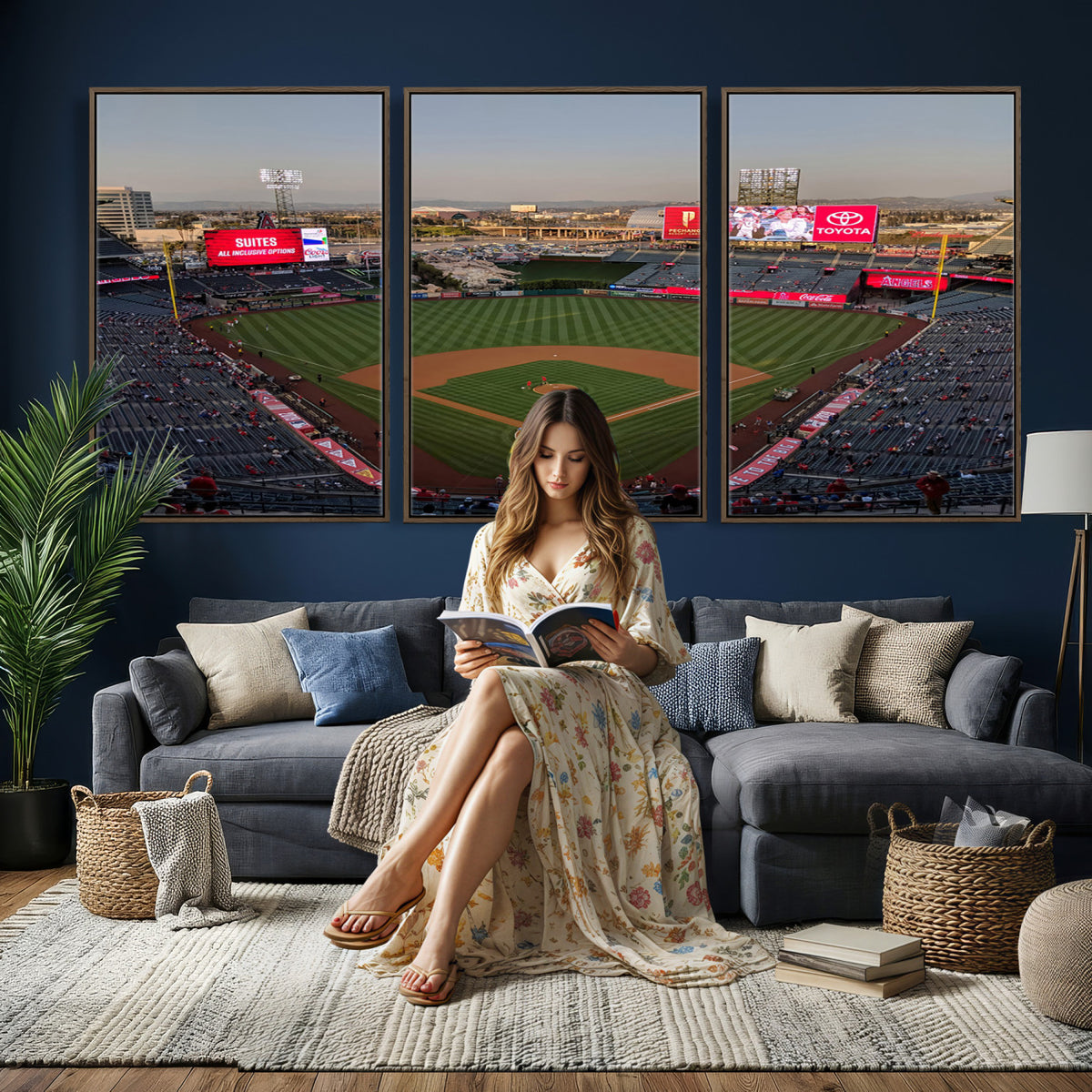 45864-MGV-CV-36X24 - Los Angeles Angels Baseball Canvas Print, Anaheim Angel Stadium Wall Art