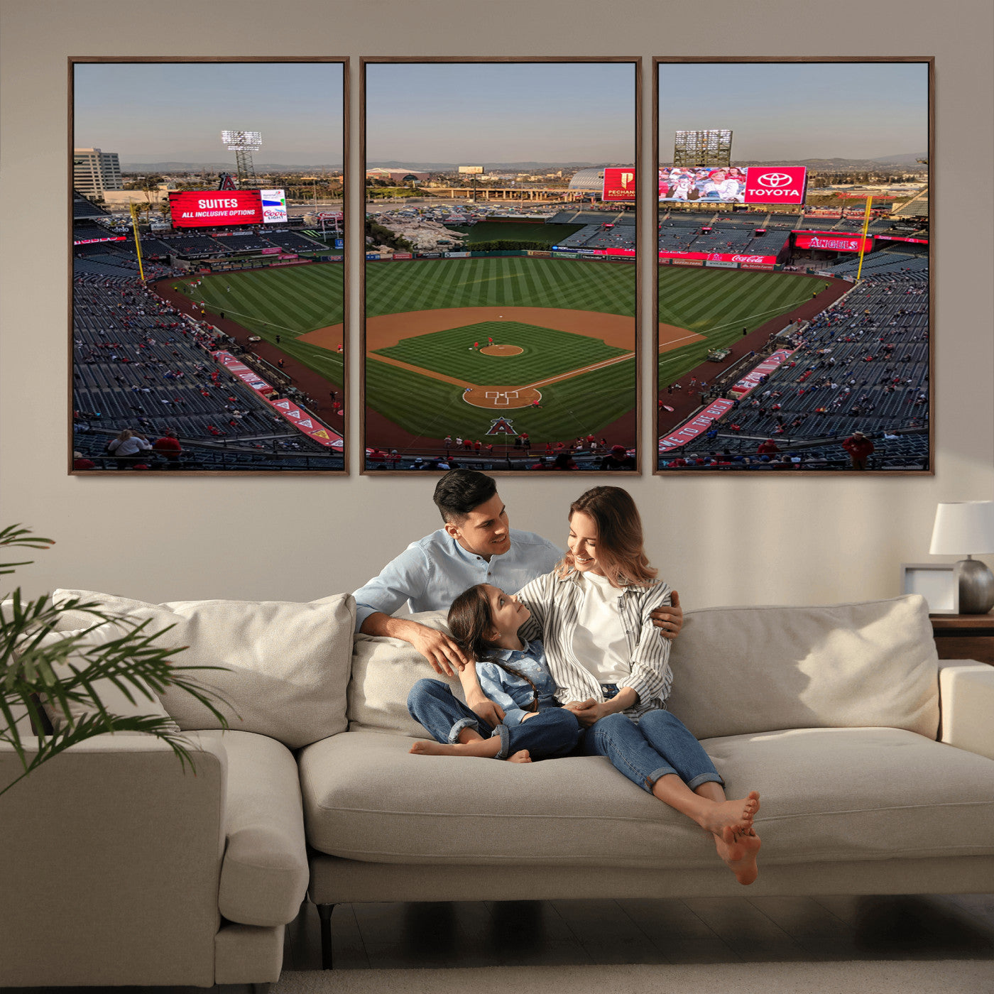MGV-FC-60X30-3P - Los Angeles Angels Baseball Canvas Print - Anaheim Angel Stadium Wall Art Canvas Print